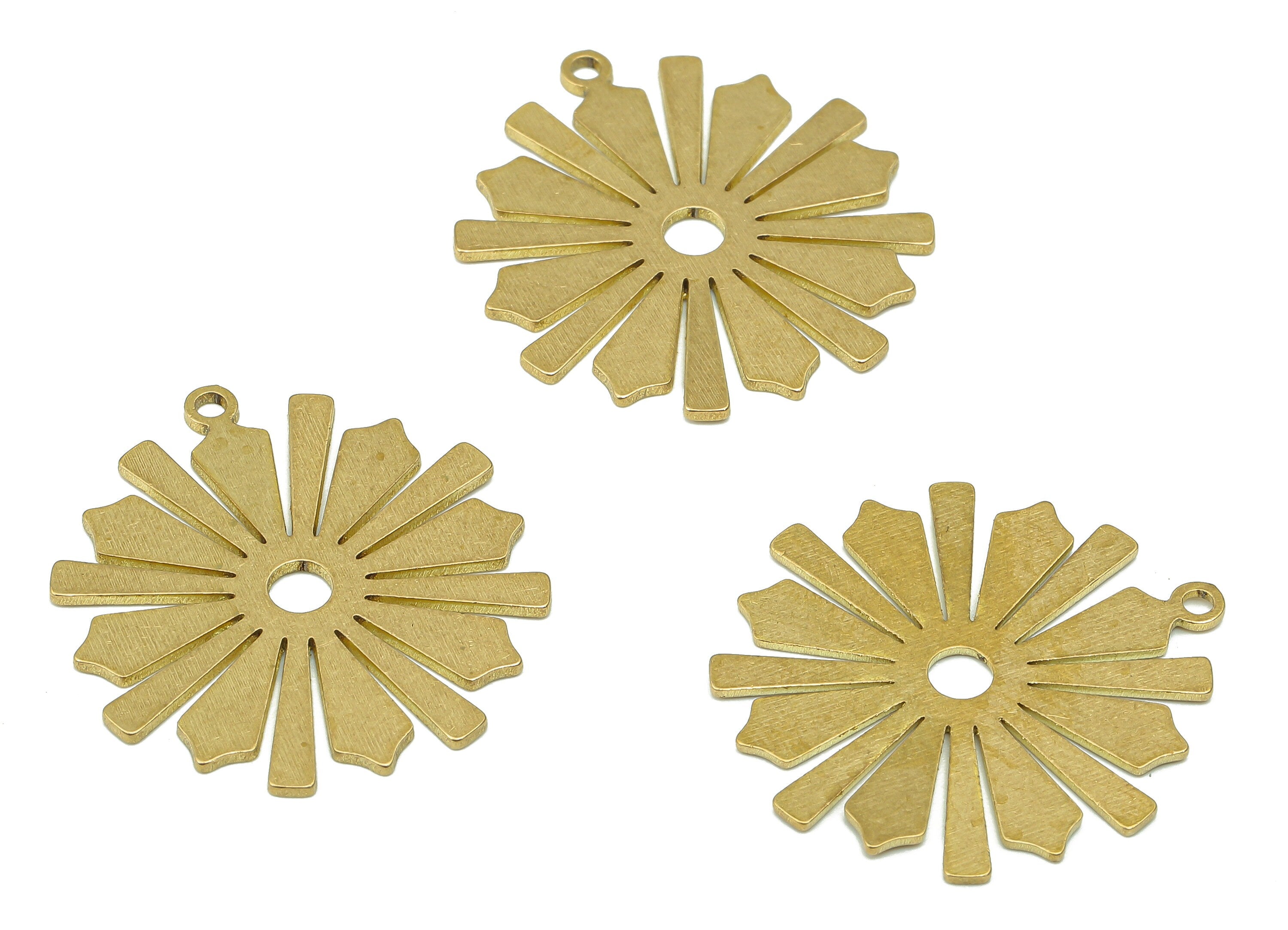 Brass Snowflake Earring Charms - Raw Brass Snowflake Cutout Pendant With Loop - For Necklace - Earring Findings - 24.7x23.6x0.7mm - PPA5033 - DOMEDBAZAAR