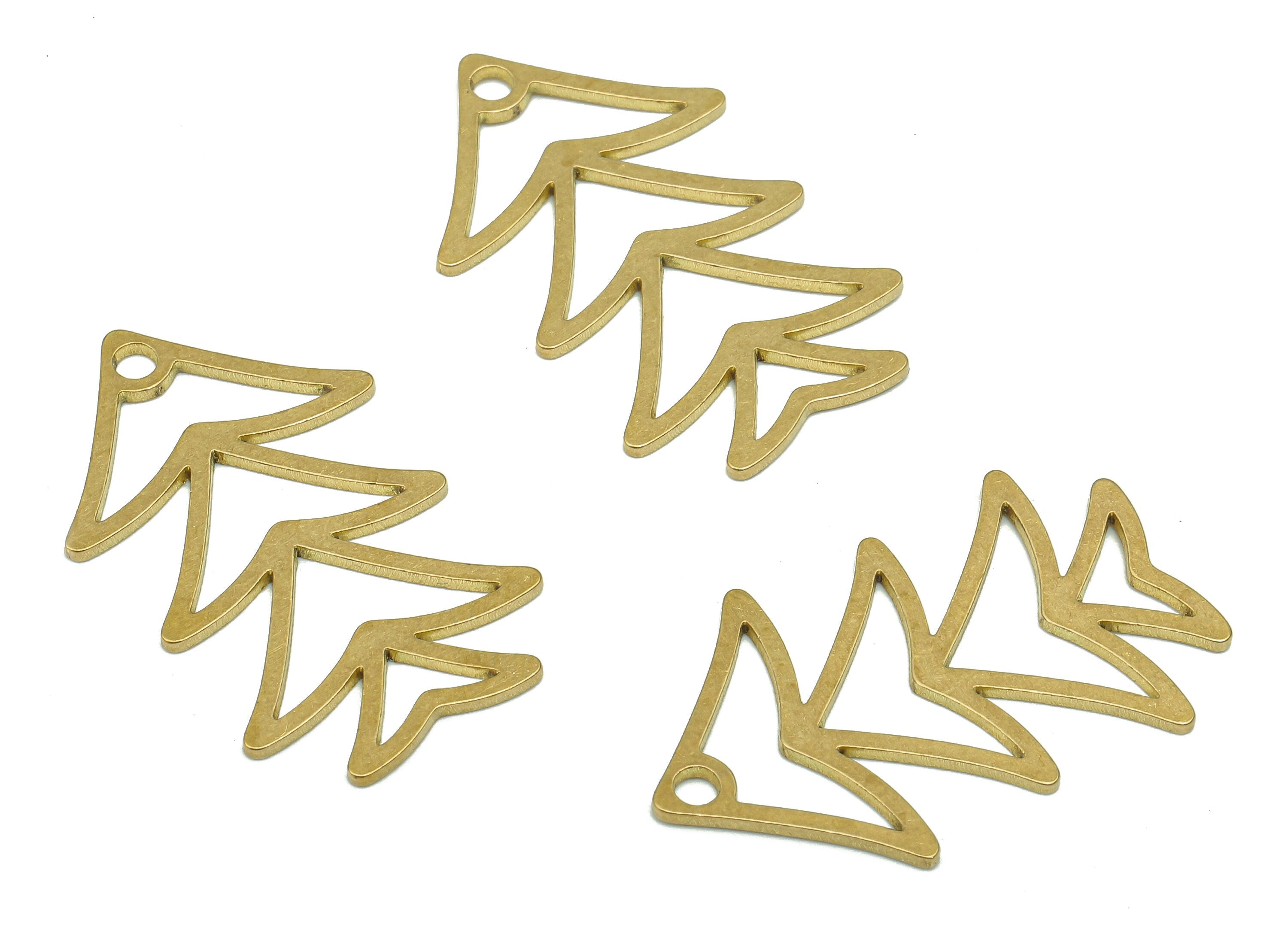 Brass Pine Tree Charms - Raw Brass Cutout Earring - Pine Tree Pendant With Loop - Tree Earring Charms For Necklace - 29.6x18x0.9mm -PPA5088 - DOMEDBAZAAR