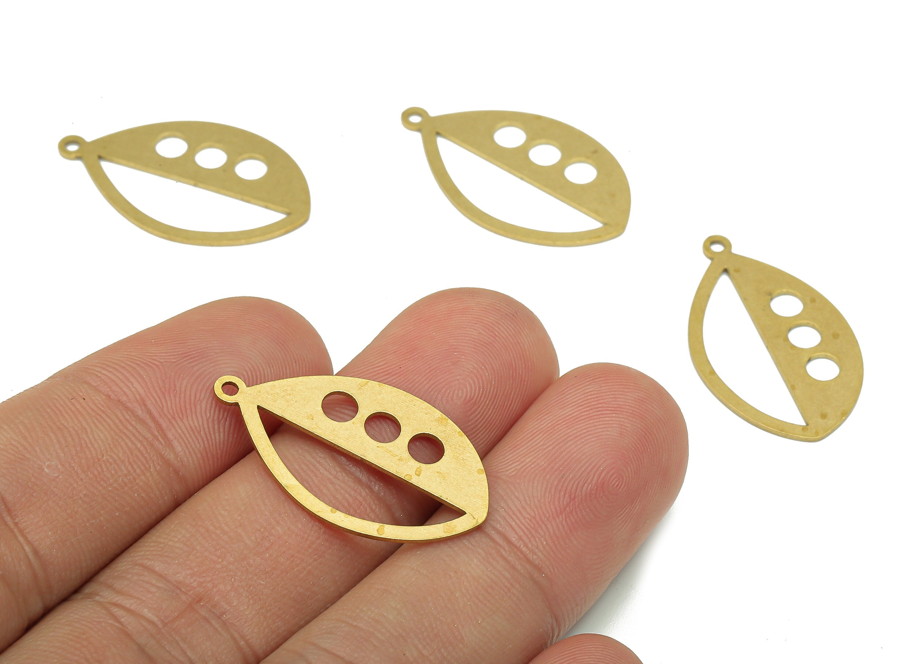 Brass Marquise Earring Charm - Raw Brass Cutout Earring - Pendant With Loop - Charm For Necklace - 27.92x16.52x0.71mm - PPA5324 - DOMEDBAZAAR