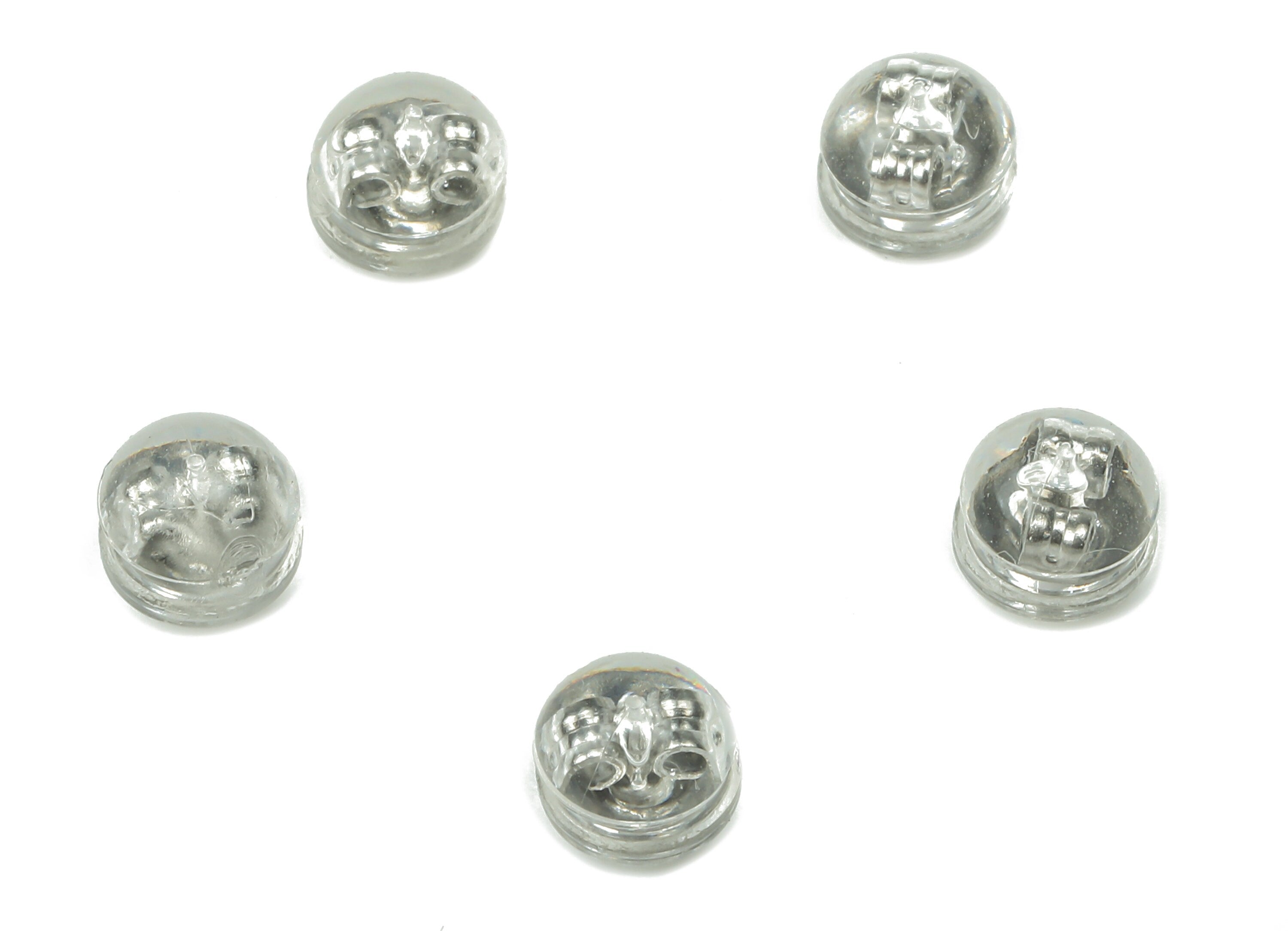 Silicone Earring Stopper Nuts - Clear Rubber Earring Back - Transparent Hamburger Earring Back - 304 Stainless Steel - 5.1x5.1x3.8mm -ES1014 - DOMEDBAZAAR