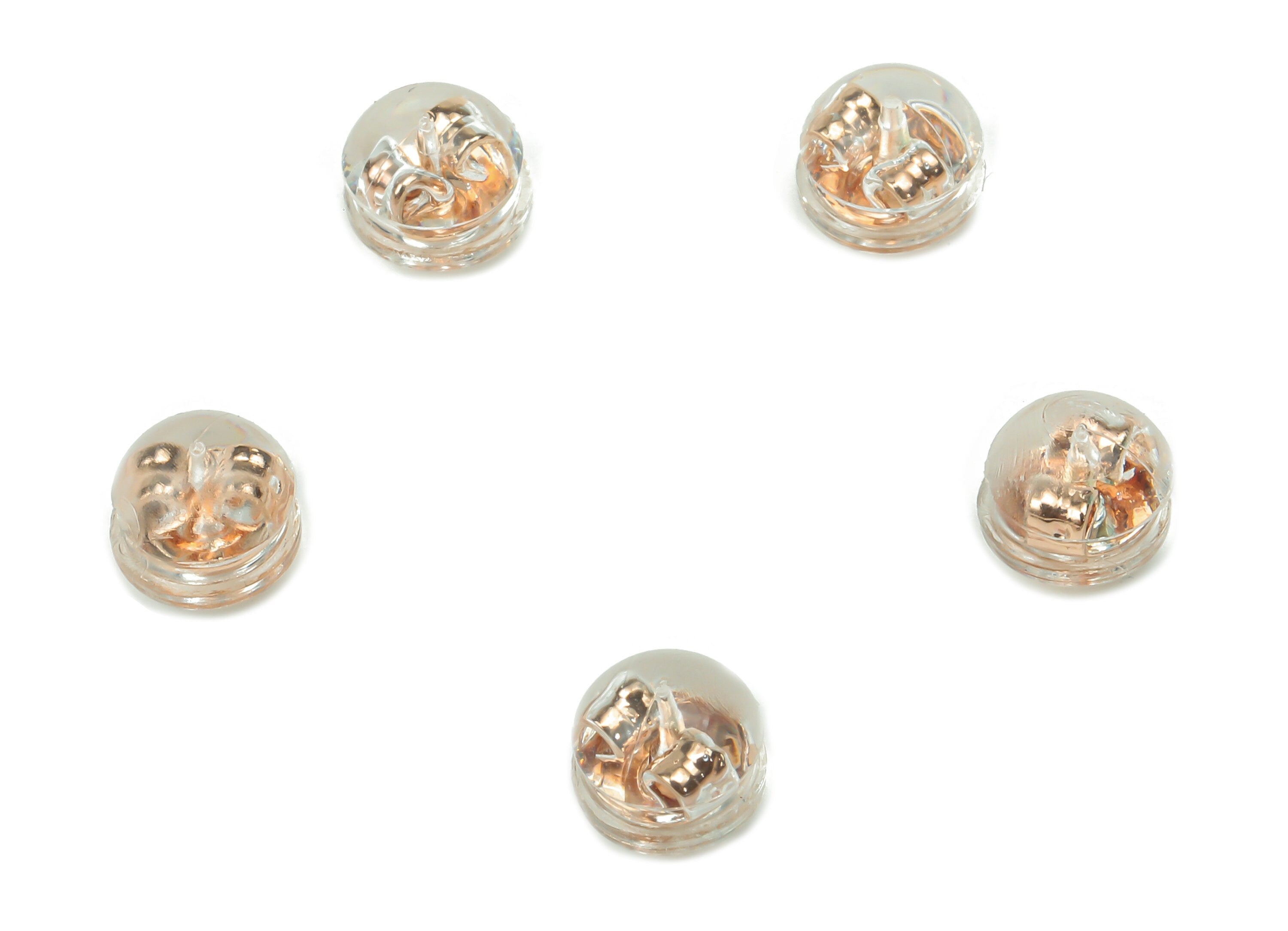 Silicone Earring Stopper Nuts - Rubber Earring Finding - Hamburger Earring Back - 304 Stainless Steel - Rose Tone Plating - 5x5x4mm - ES1018 - DOMEDBAZAAR