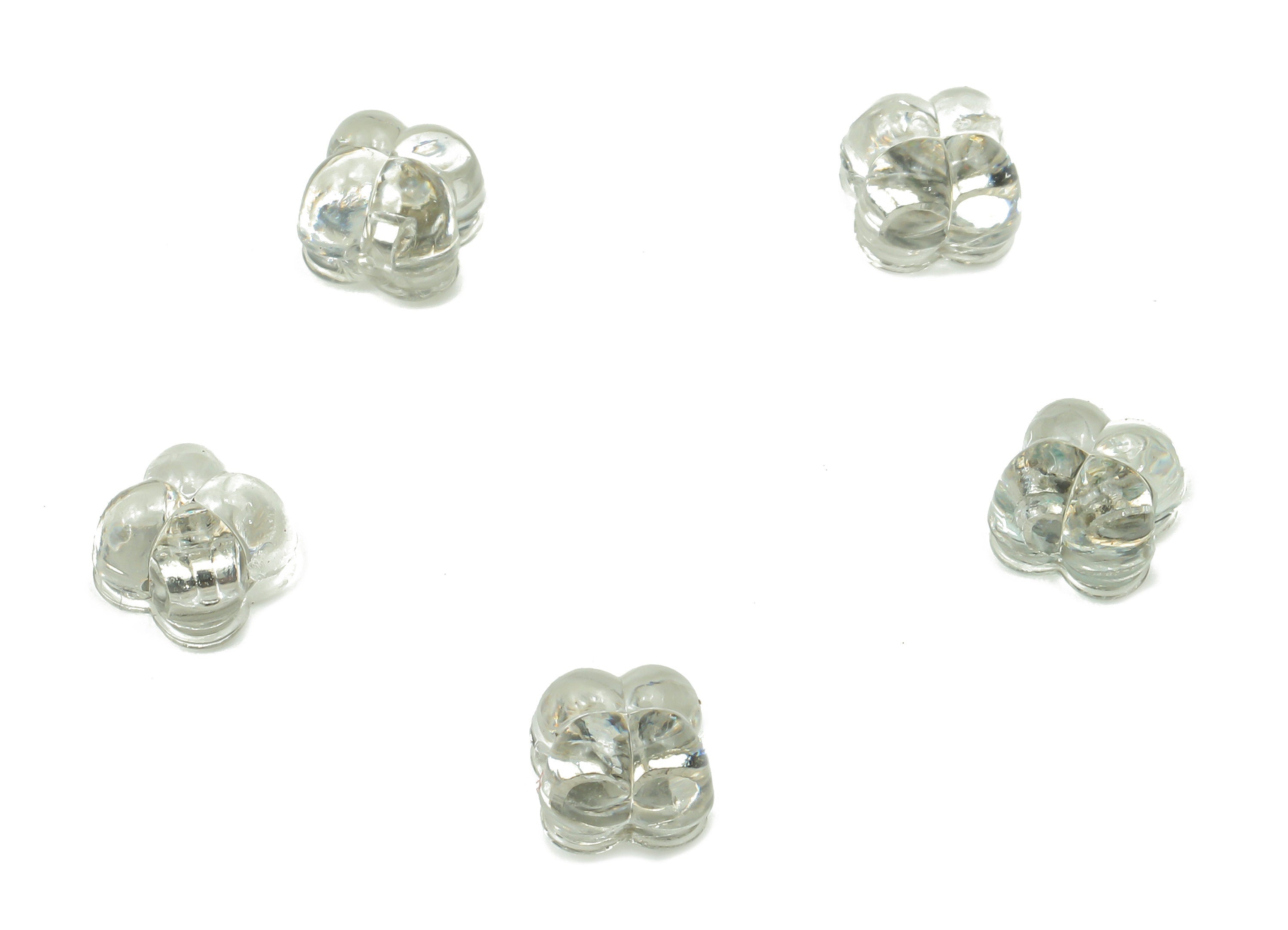 Silicone Earring Stopper Nuts - Clear Silicone Earring - Rubber Transparent Earring Back - 304 Stainless Steel - 4.6x4.6x3.8mm - ES1029 - DOMEDBAZAAR
