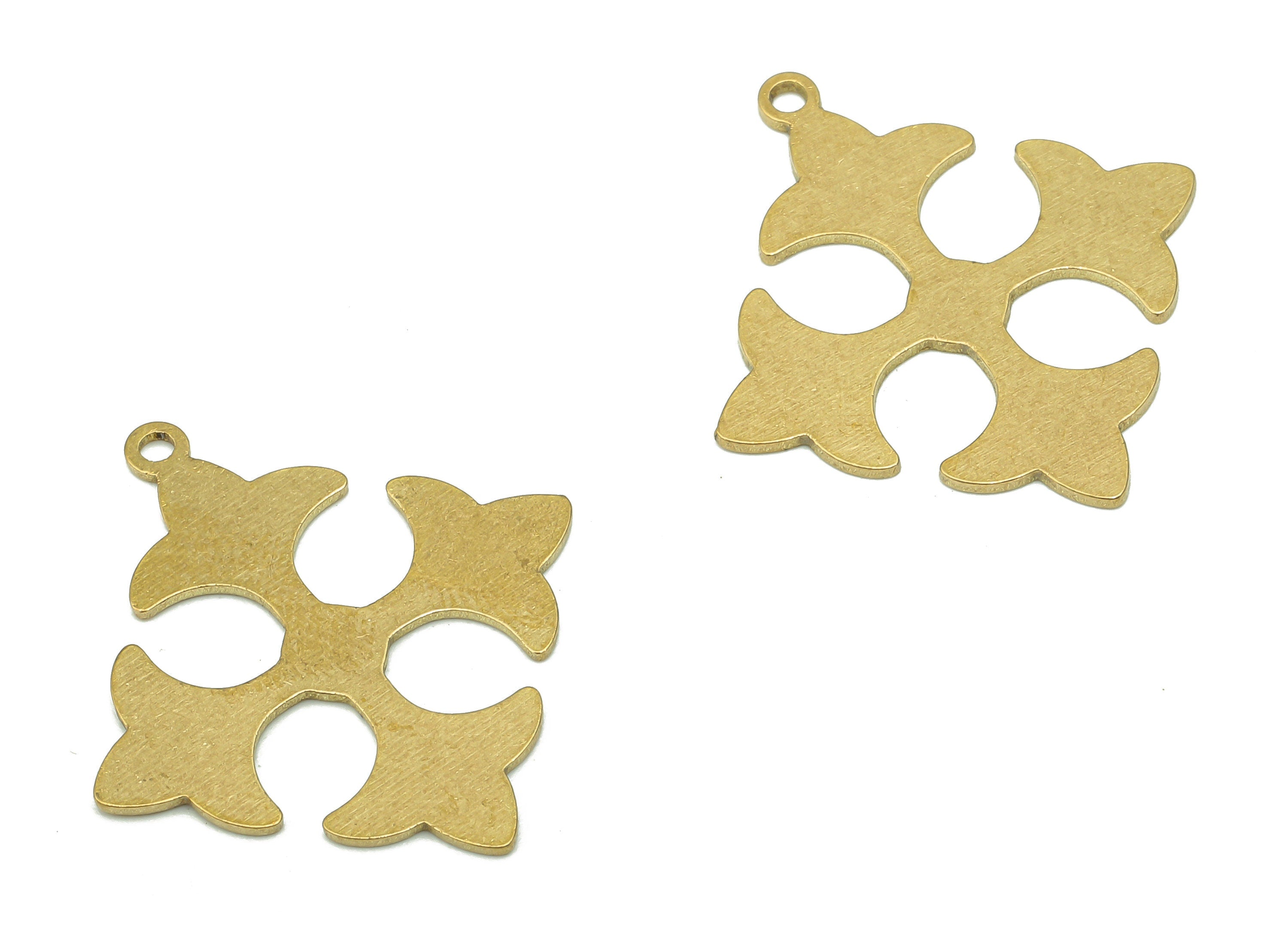 Brass Square Earring Charms - Raw Brass Cutout Earring - Flower Pendant With Loop - Botanical Charm For Necklace - 24.6x22.5x0.7mm - PPA5030 - DOMEDBAZAAR