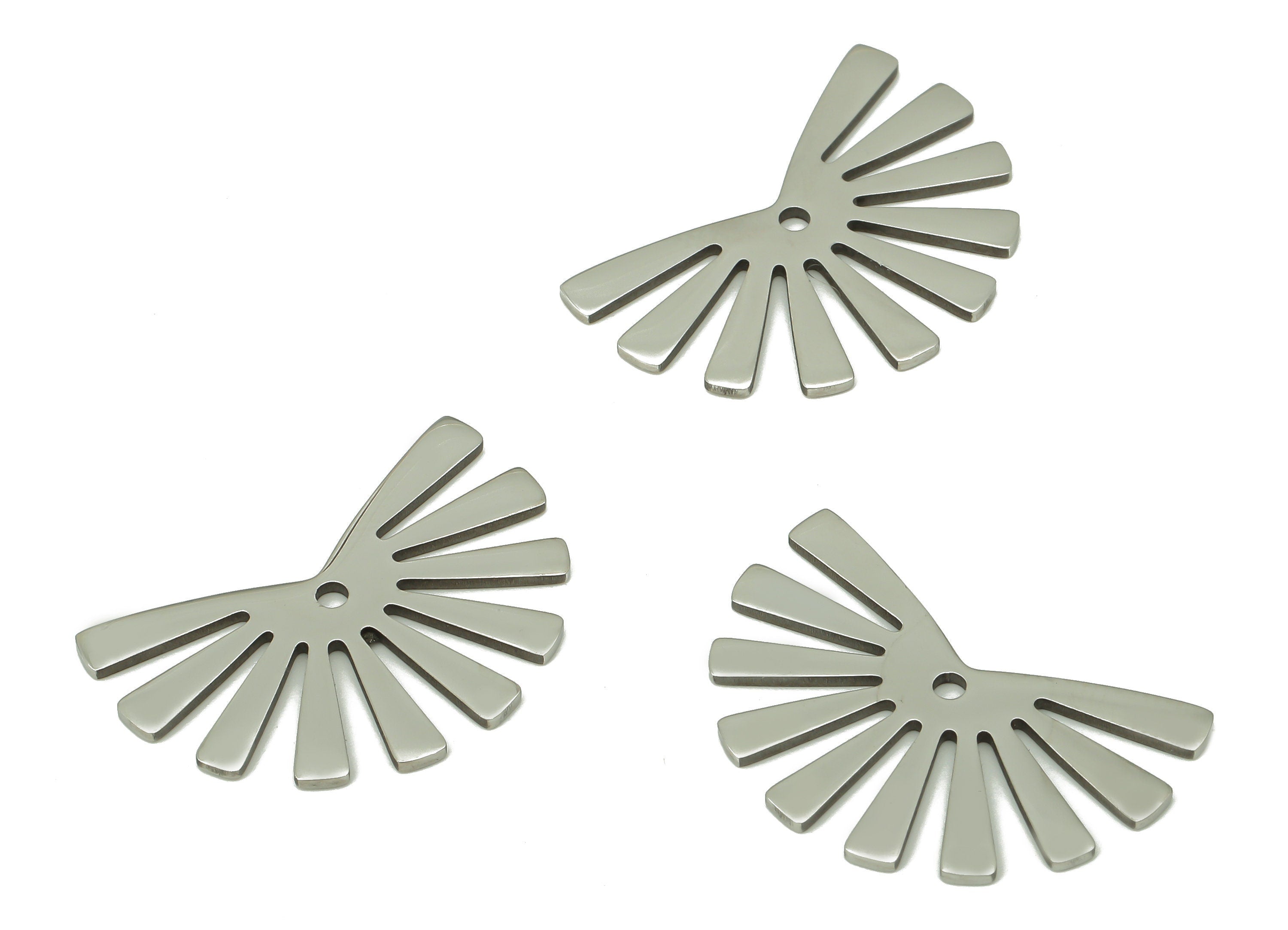 Fringe Fan Earring Charms - Fringe Pendant - 316 Stainless Steel - Fringe Fan Charm - Earring Findings - 24.9x17x0.9mm - SS1383 - DOMEDBAZAAR
