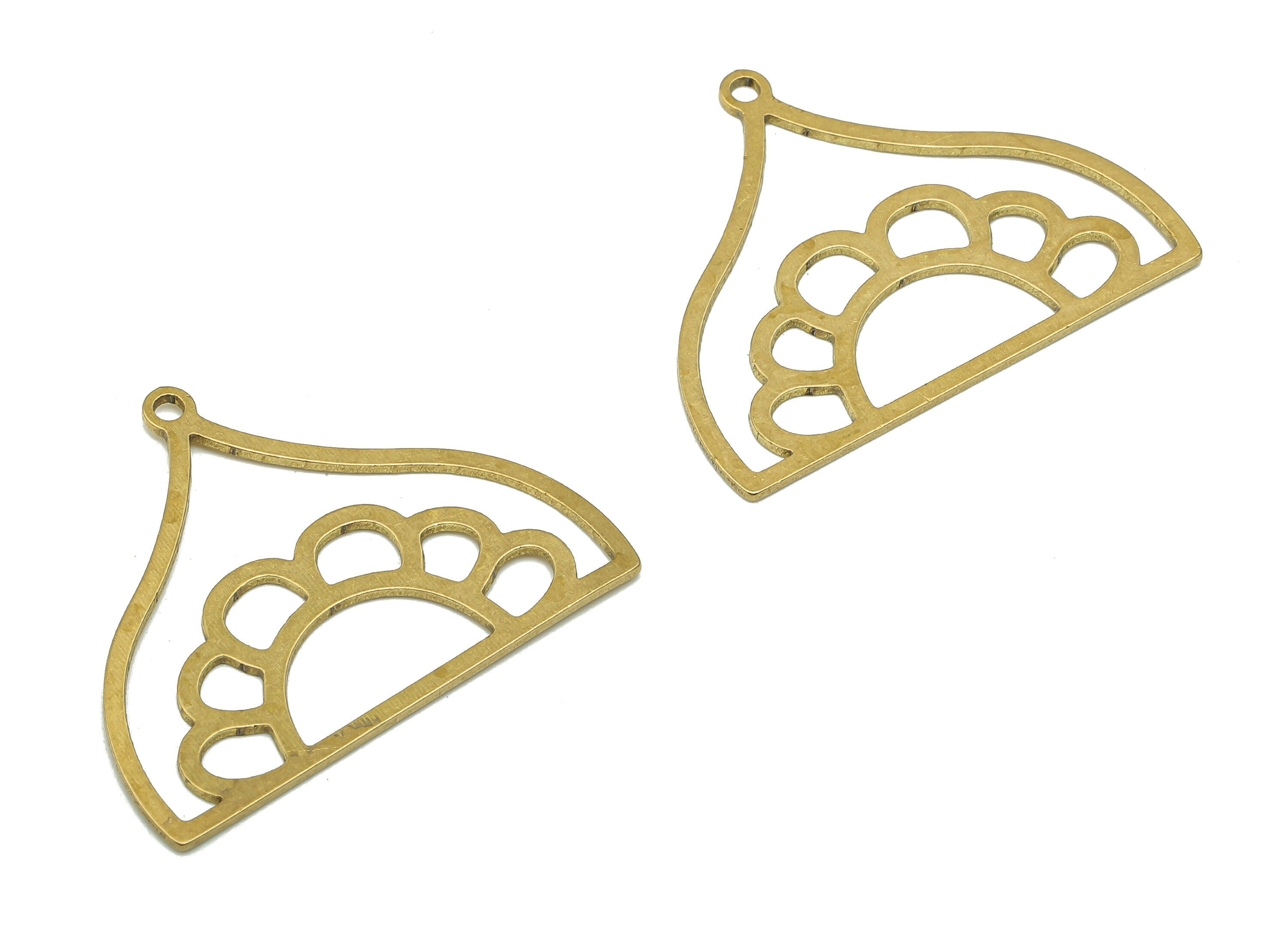 Brass Domed Earring Charms - Raw Brass Domed Earring - Sun Pendant With Loop - Charm For Necklace - 29.88x24.03x0.63mm - PPA5313 - DOMEDBAZAAR