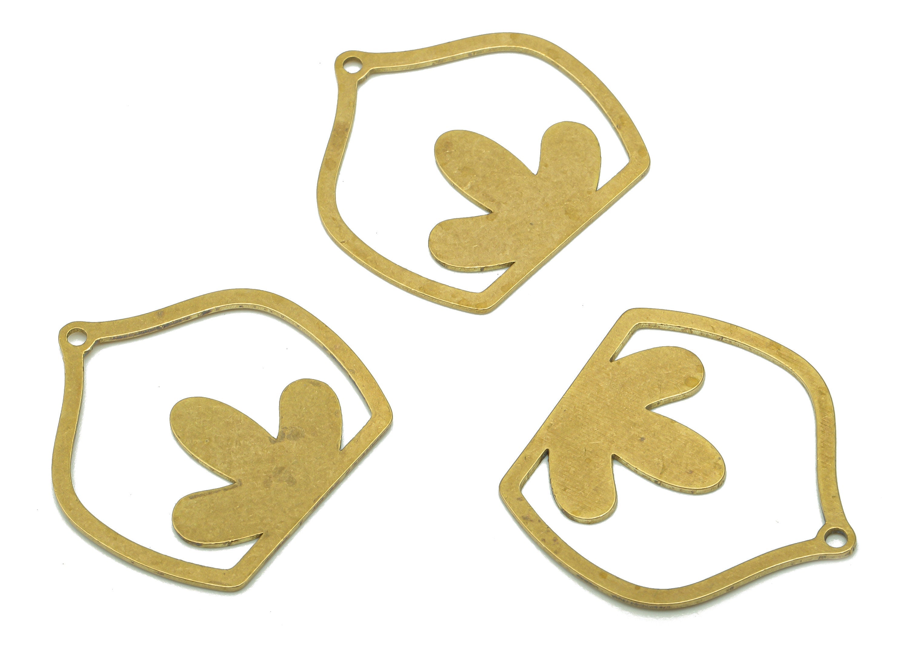 Brass Domed Earring Charms - Raw Brass Domed Earring - Flower Pendant - Charm For Necklace - 24.8x24.77x0.68mm - PPA5314 - DOMEDBAZAAR