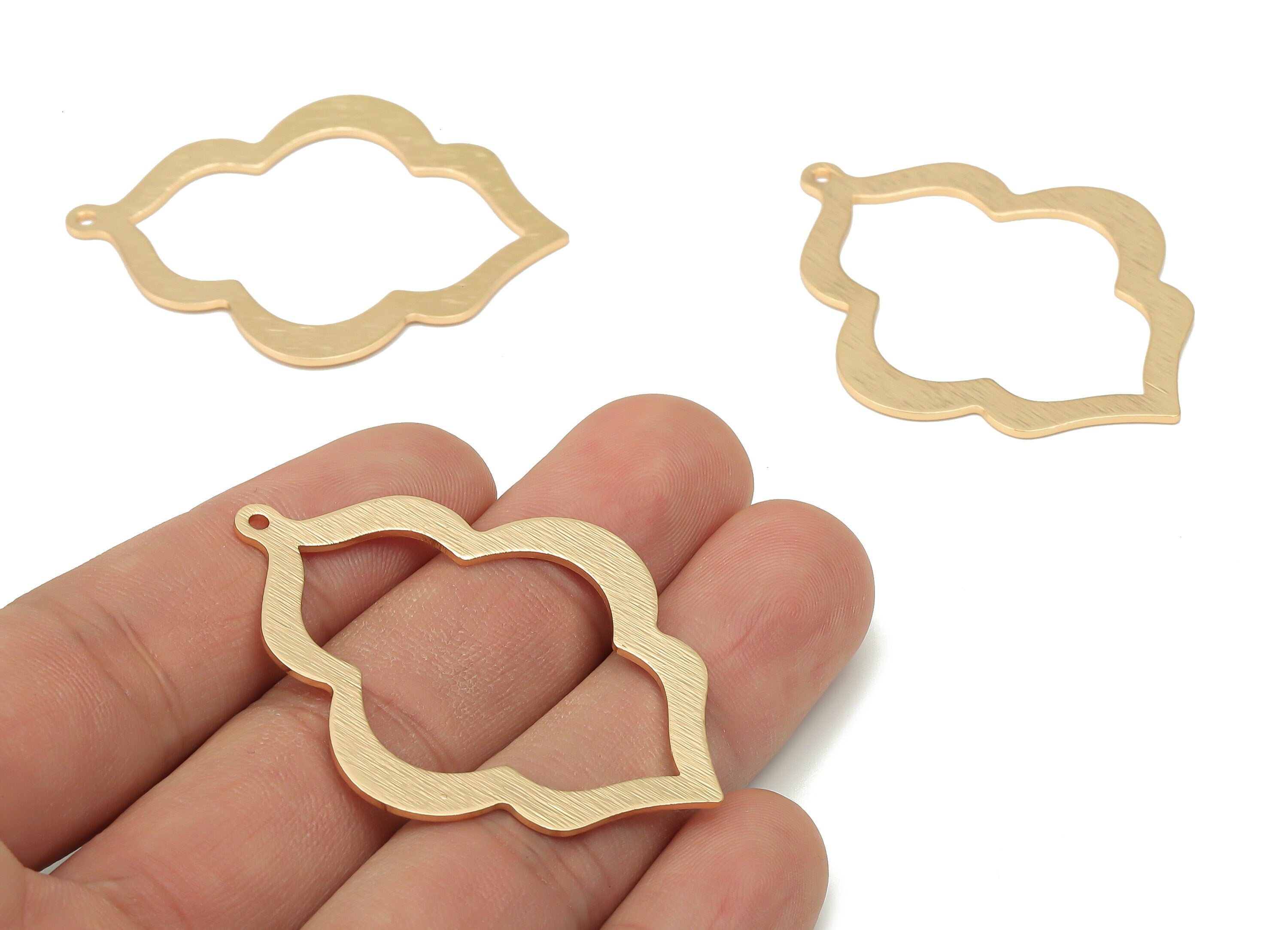Brass Geometry Earring Charms - Brass Geometry Pendant - Earring Findings - KC Gold Tone Plated Brass - 49.1x37.8x1mm - PP1836G - DOMEDBAZAAR
