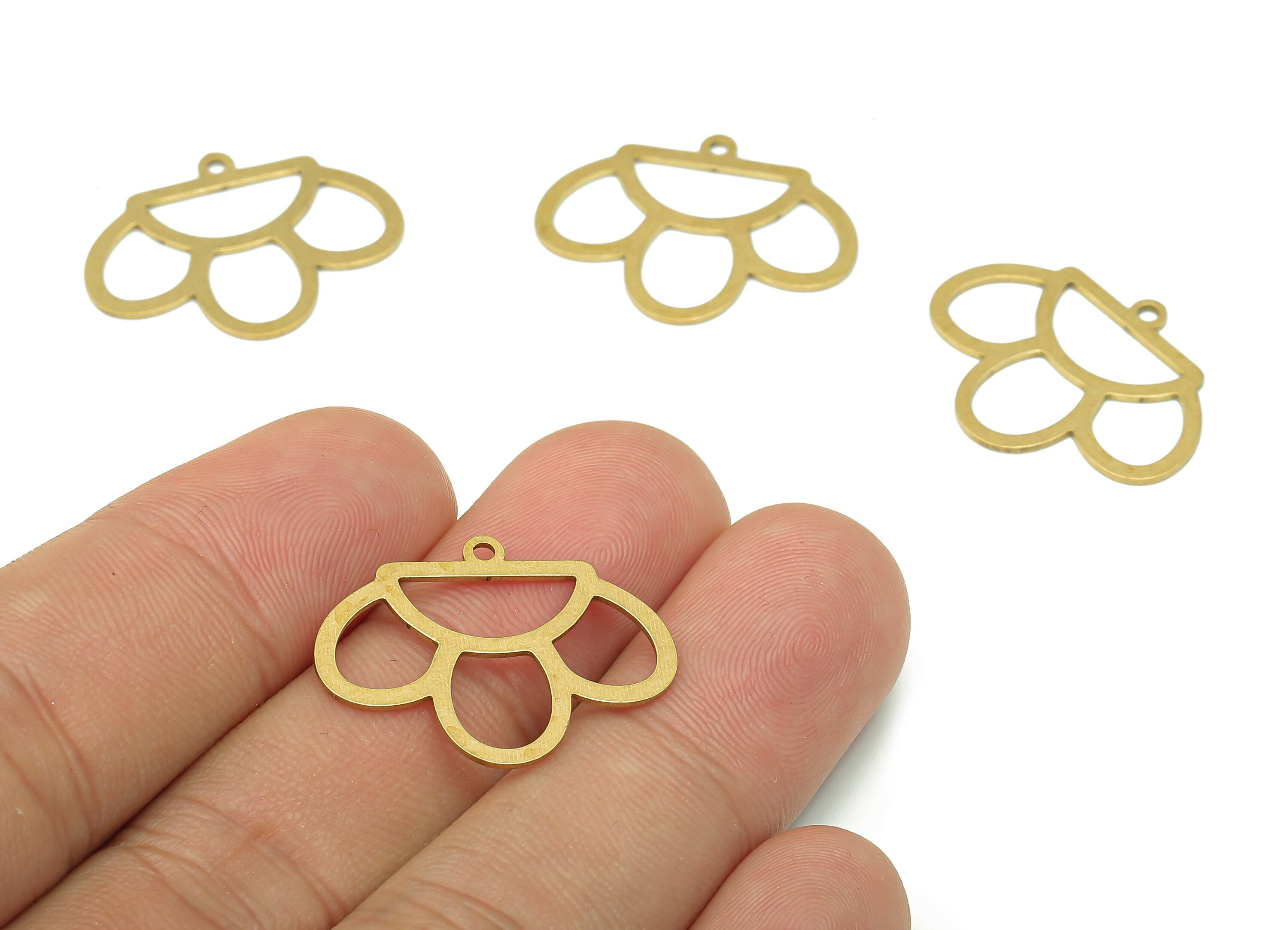 Brass Crown Earring Charms - Raw Brass Cutout Earring - Crown Pendant With Loop - Semicircle Charm For Necklace - 24.9x19.33x0.7mm - PPA5361 - DOMEDBAZAAR
