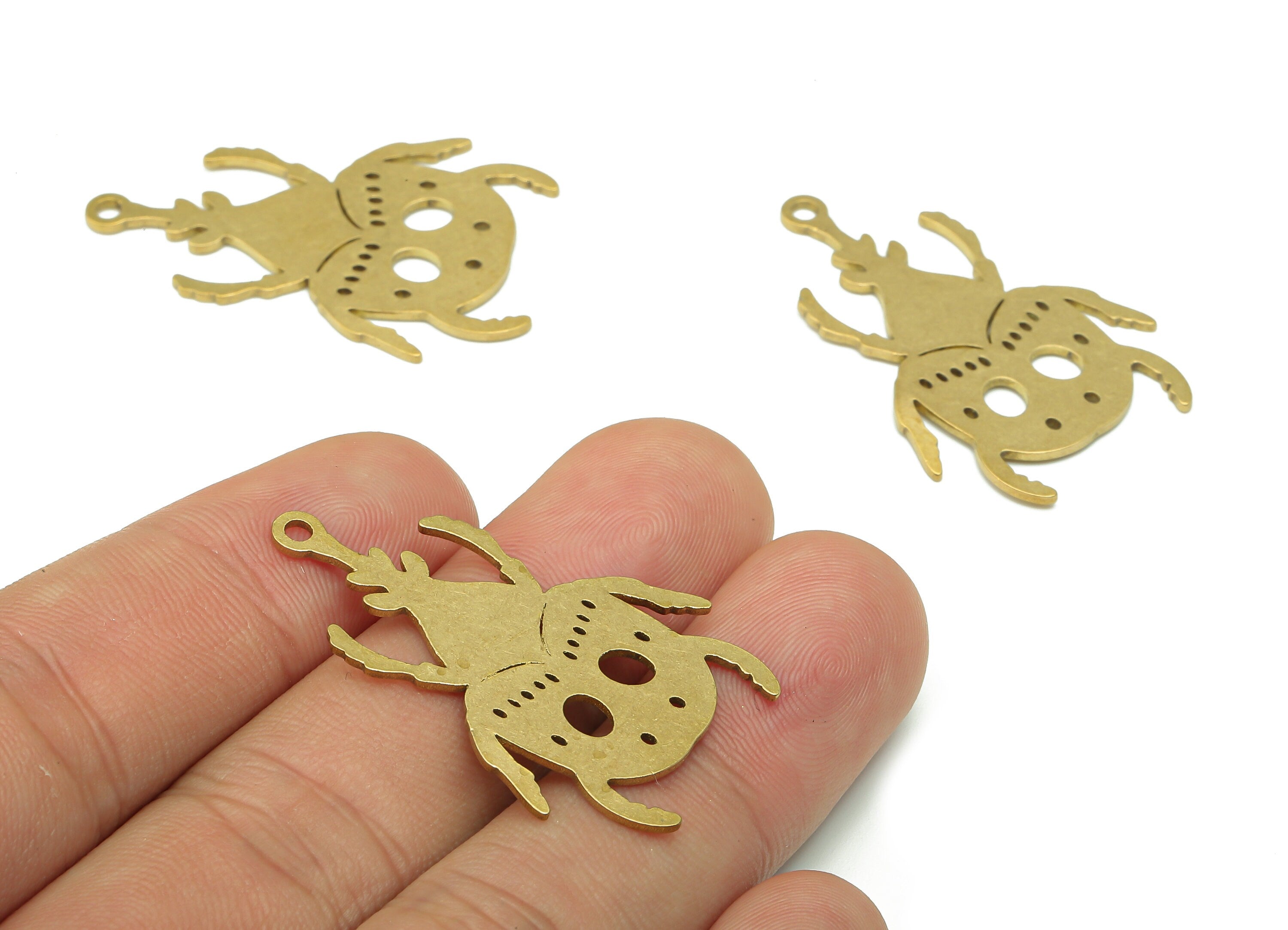 Brass Insect Earring Charm - Raw Brass Cutout Earring - Insect Pendant With Loop - Insect Charm For Necklace - 37.9x24.06x0.92mm - PPA5588 - DOMEDBAZAAR