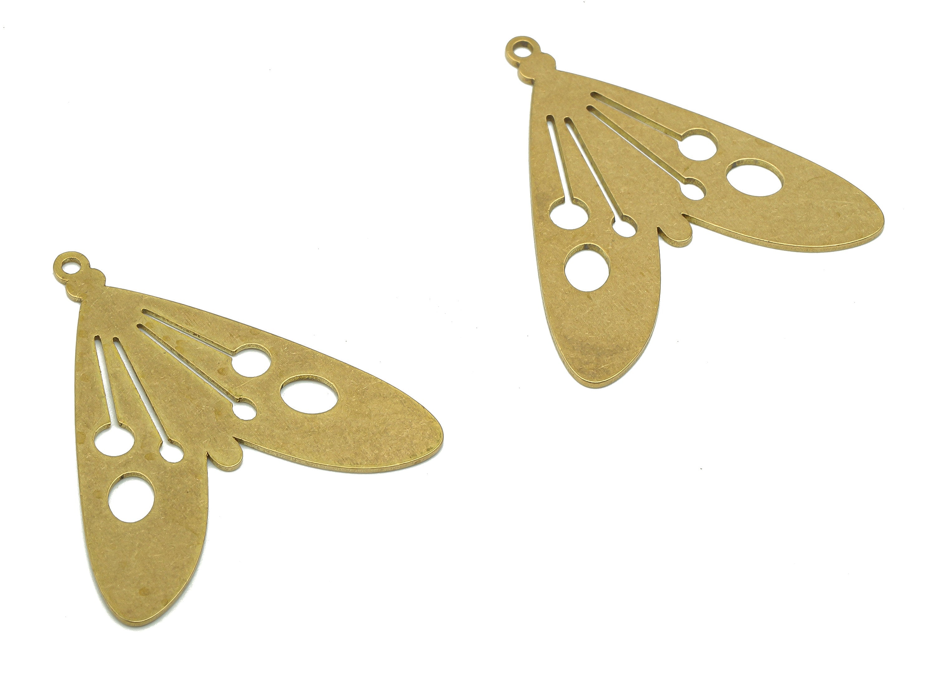 Brass Moth Earring Charm - Raw Brass Cutout Earring - Moth Pendant With Loop - Insect Charm For Necklace - 31.9x29.37x0.63mm - PPA5428 - DOMEDBAZAAR