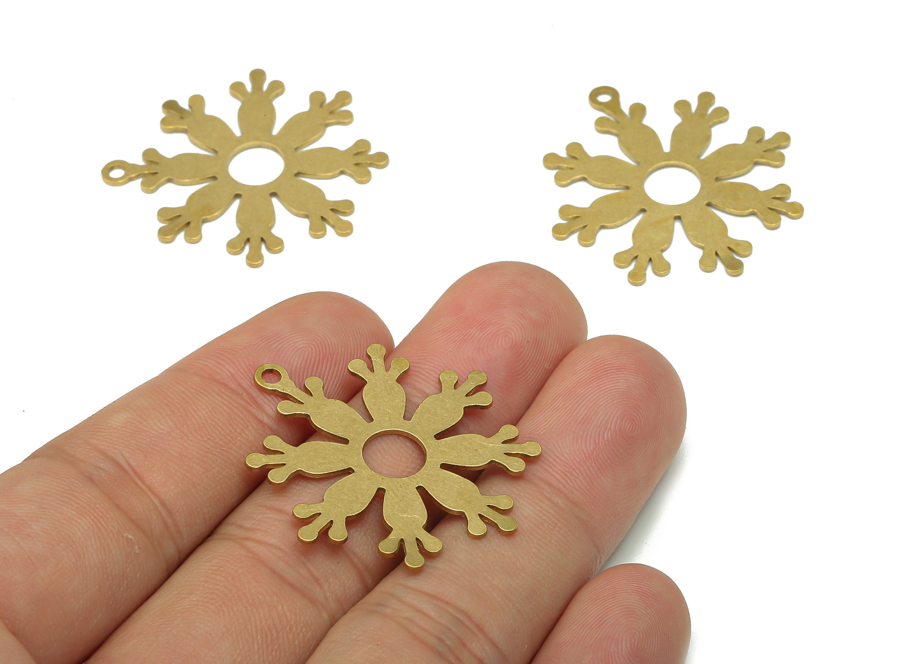 Brass Flower Earring Charms - Raw Brass Cutout Earring - Flower Pendant With Loop - Botanical Charm For Necklace - 34.9x29.9x0.7mm - PPA5460 - DOMEDBAZAAR