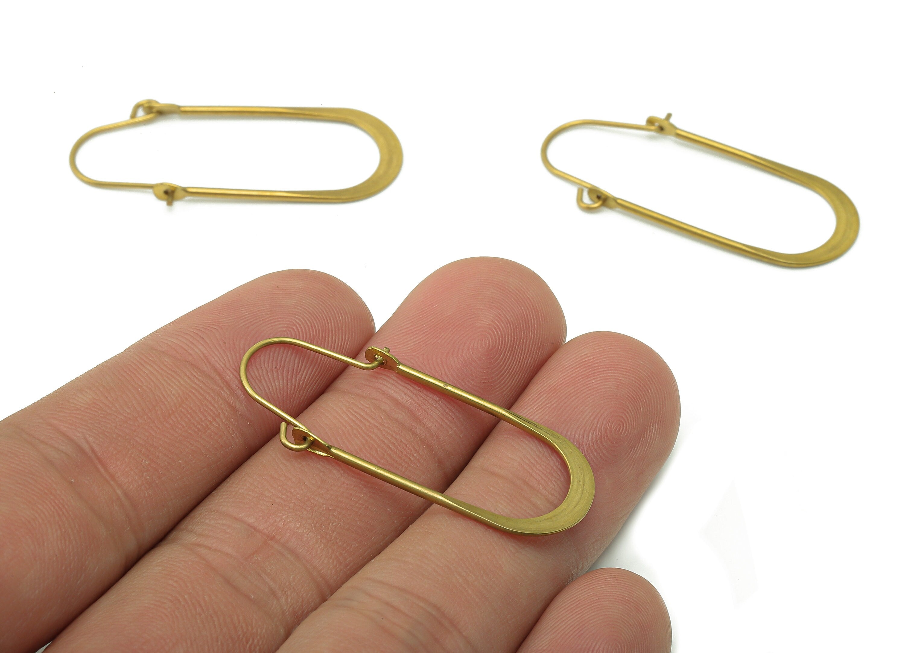 Brass Hammered Oval Earrings Wire - Raw Brass Earring Wires - Earring Wires Findings - Jewellery Supplies - 38.4x15.5x1.2mm - PP1495B - DOMEDBAZAAR