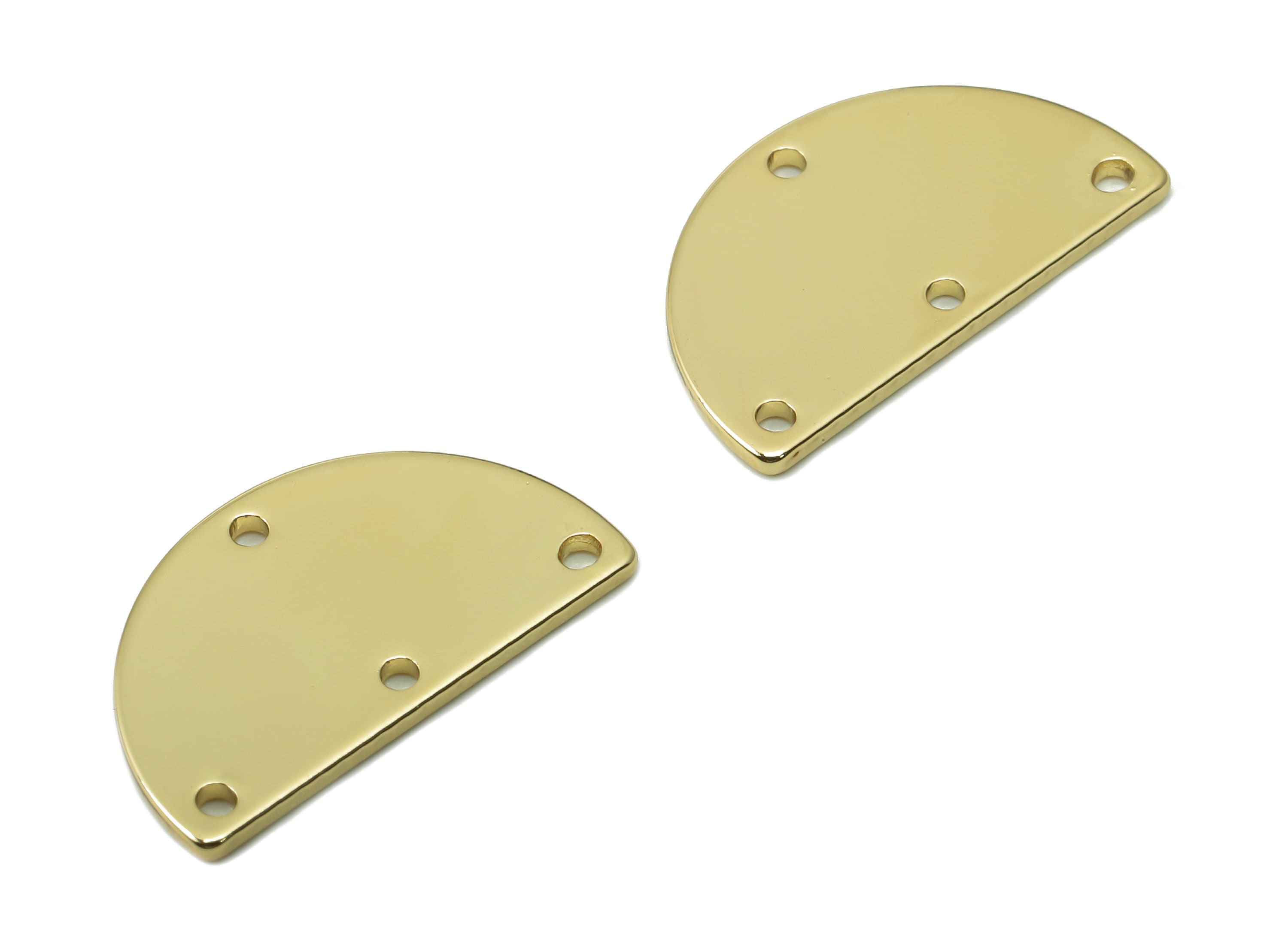 Brass Semicircle Connector - Gold Half Round Earring - Pendant With 4 Holes - 18K Real Gold Plating Charms - 16.85x9.89x0.9mm - RGP5342 - DOMEDBAZAAR