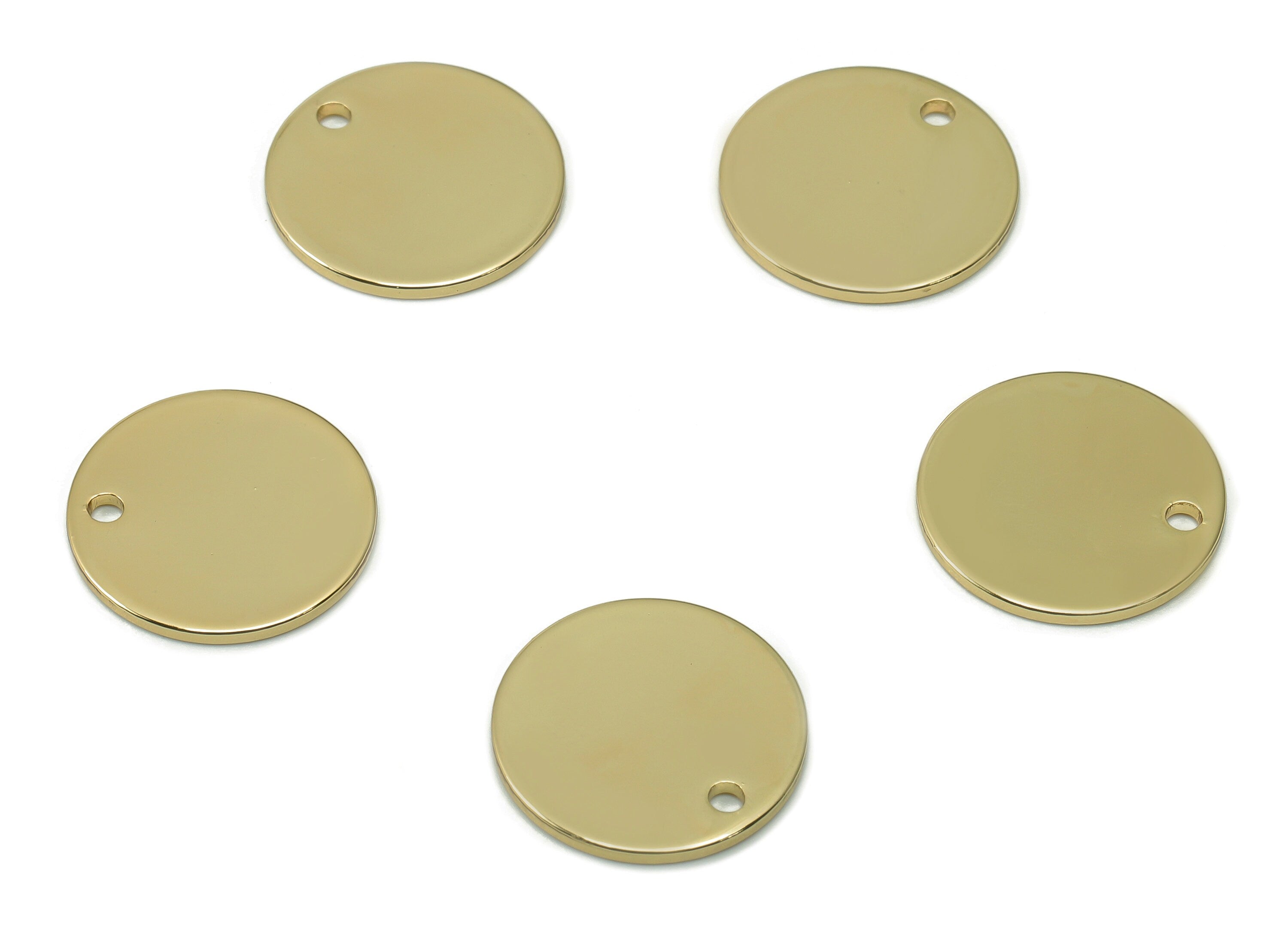 Brass Mini Round Earring Charm - Gold Mini Circle Earring - Pendant For Necklace - 18K Real Gold Plating Charms - 13.3x13.3x0.83mm - RGP5343 - DOMEDBAZAAR
