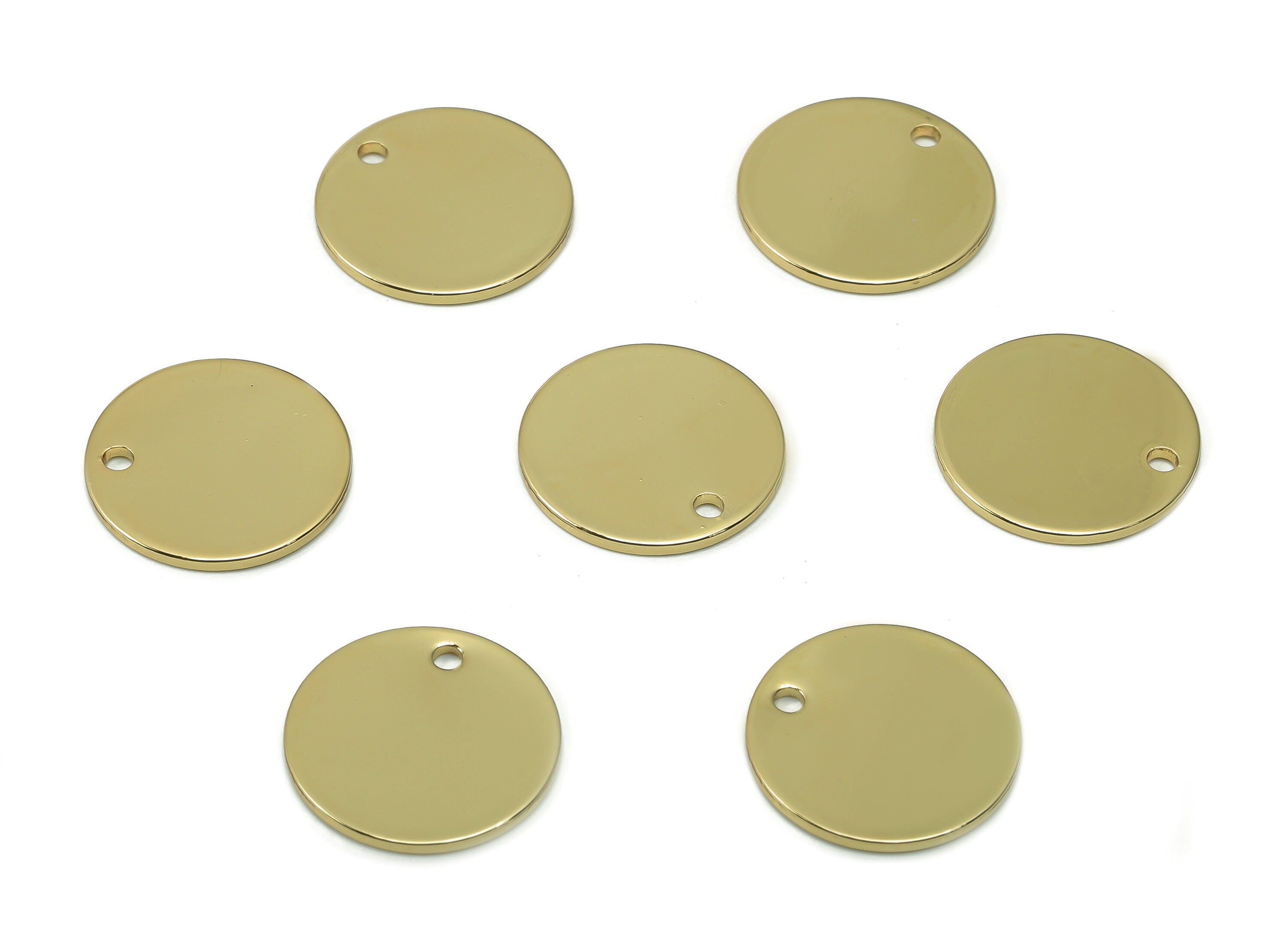 Brass Mini Round Earring Charm - Gold Mini Circle Earring - Pendant For Necklace - 18K Real Gold Plating Charms - 13.3x13.3x0.83mm - RGP5343 - DOMEDBAZAAR