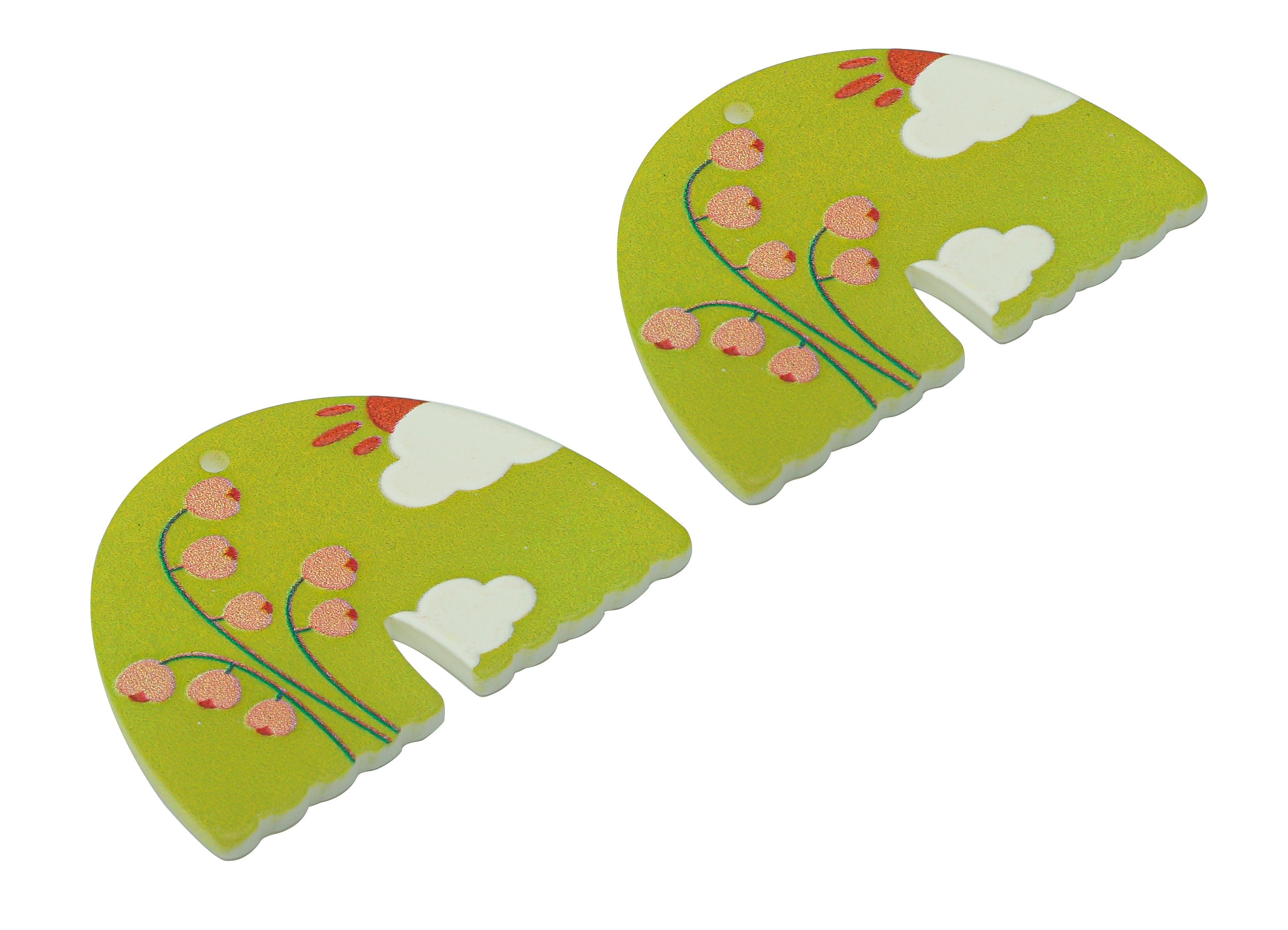 Acrylic Rainbow Landscape Pendant - Acrylic Green Rainbow Earring - Sun Cloud Earring Charm - Flower Charm - 38.72x28.56x2.31mm - AC2525A - DOMEDBAZAAR