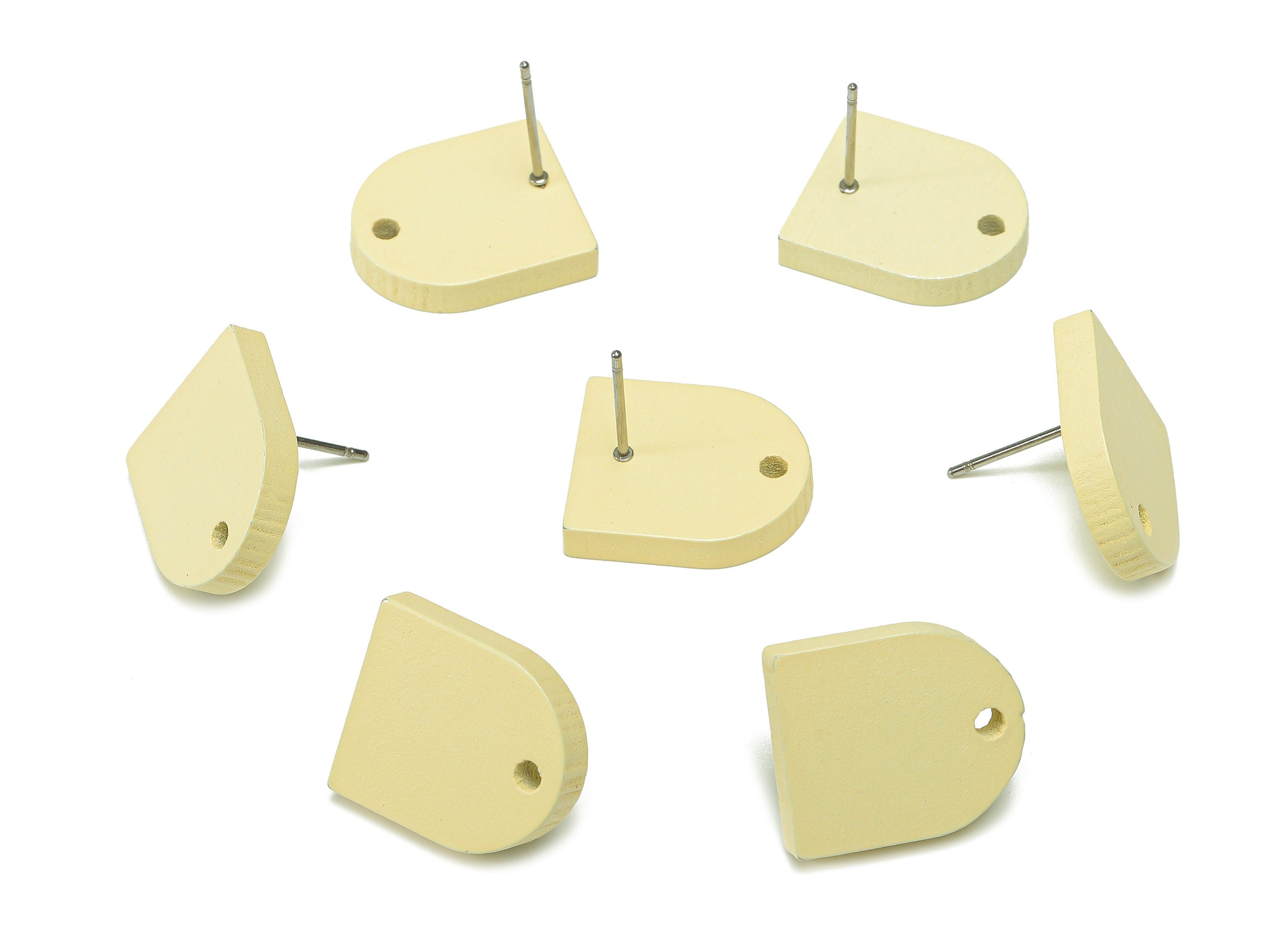 Hemu Wood Domed Earring Stud - Yellow Domed Earring Post - Stainless Steel Stud - Hemu Wood Earring Finding - 17.2x14.8x3.2mm - BB1277A - DOMEDBAZAAR