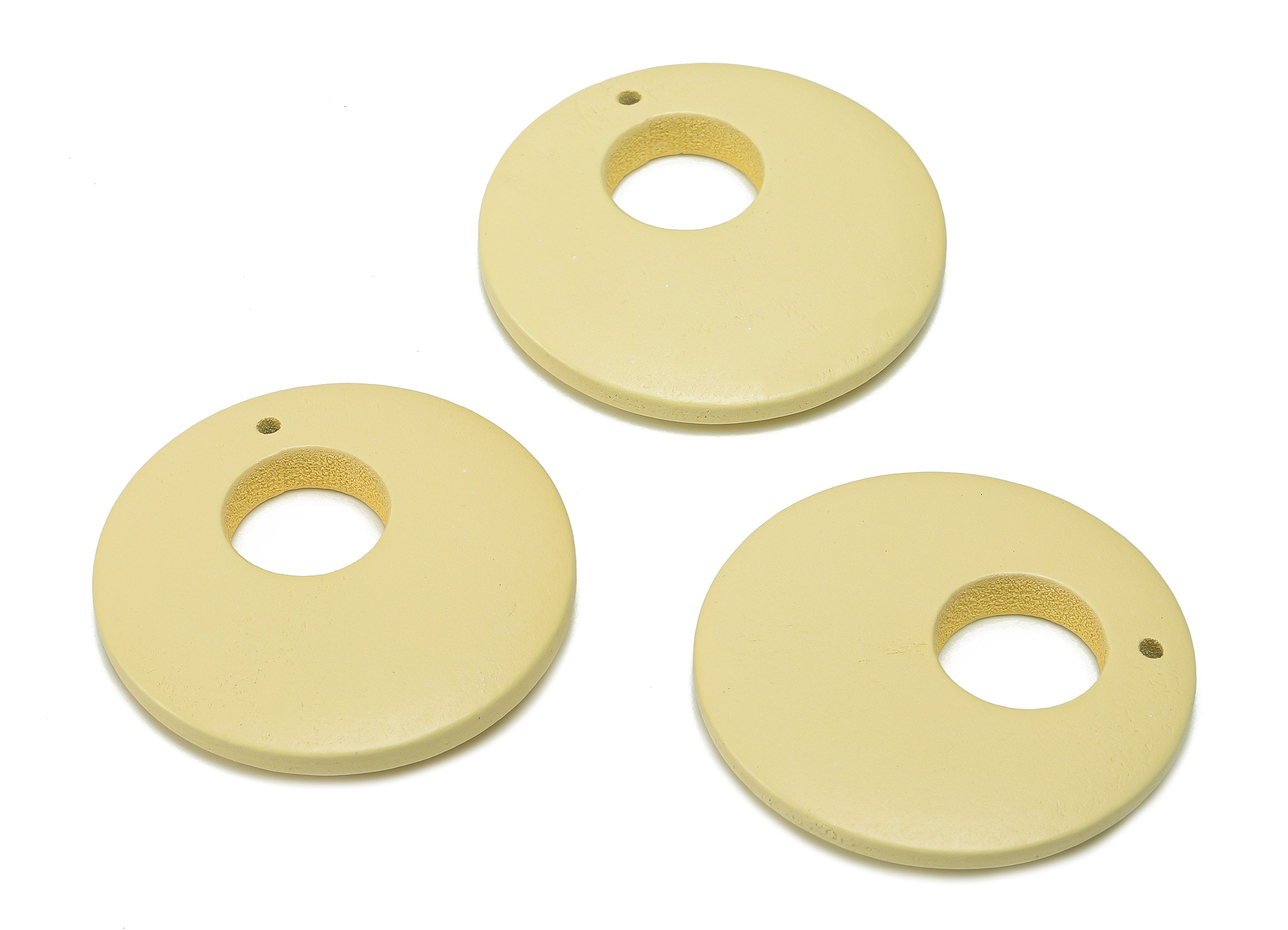 Hemu Wood Round Earring Charm - Hemu Wood Yellow Circle Earring - Hemu Wood Charm - Hemu Wood Earring Finding - 34.9x34.9x5.2mm - BB1283A - DOMEDBAZAAR