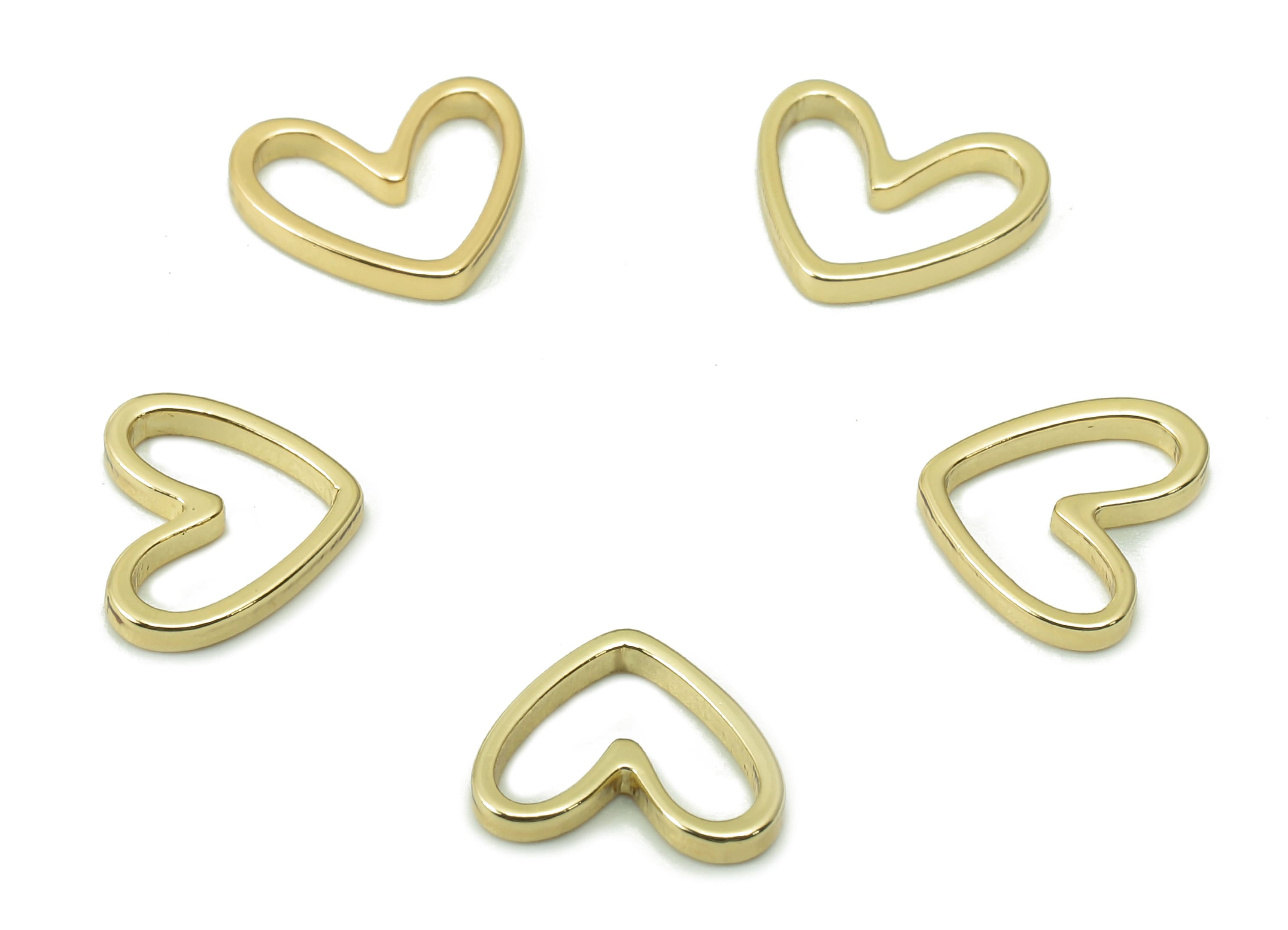 Brass Mini Heart Earring Charm - Small Gold Heart Ring - Pendant For Necklace - 18K Real Gold Plating Charms - 8.45x7.06x1.11mm - RGP5345 - DOMEDBAZAAR