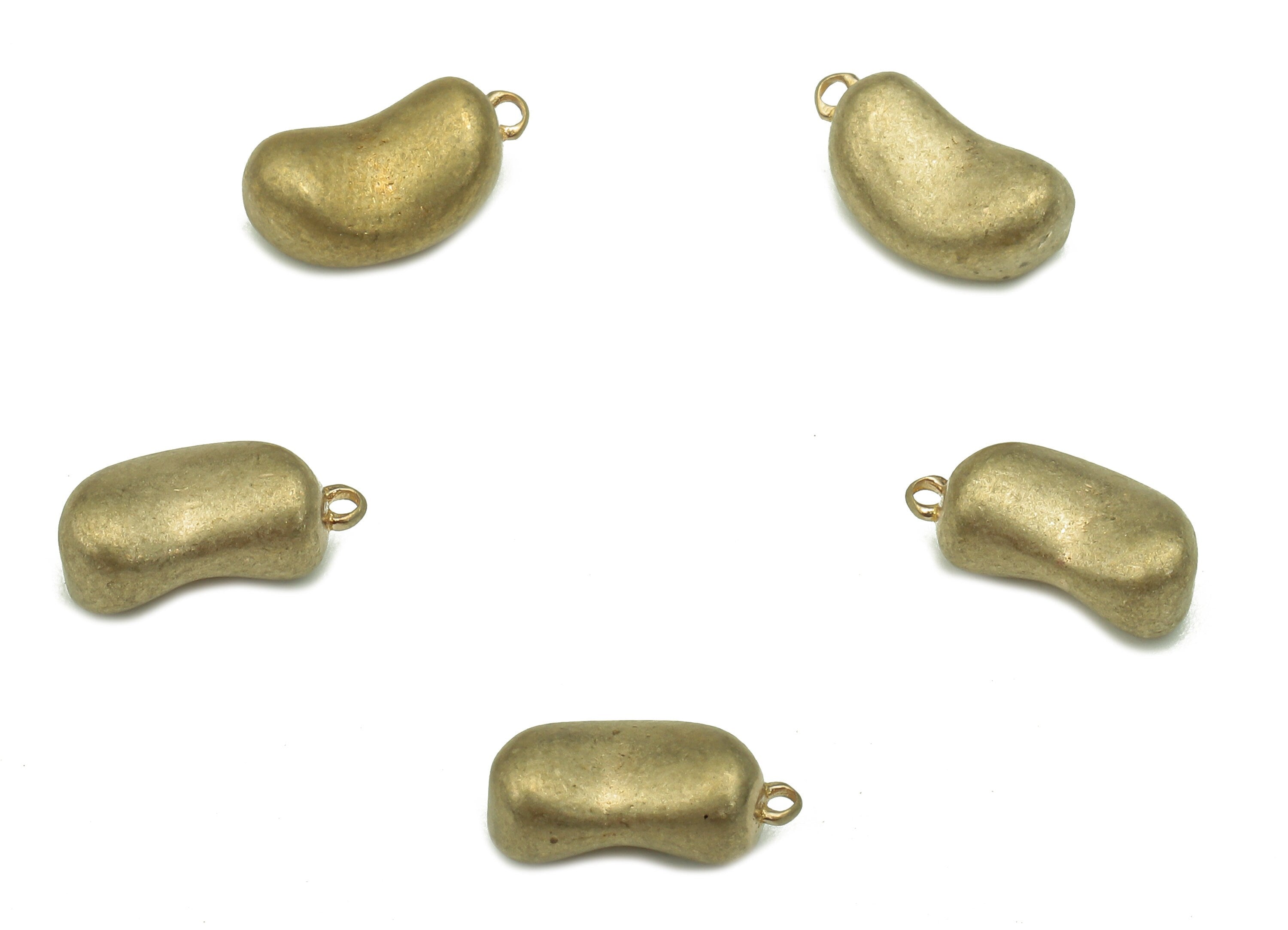 Brass Seed Earring Charm - Raw Brass Bean Earring - Bean Pendant With Loop - Seed Charm For Necklace - 10.65x5.54x4.3mm - PP7984 - DOMEDBAZAAR