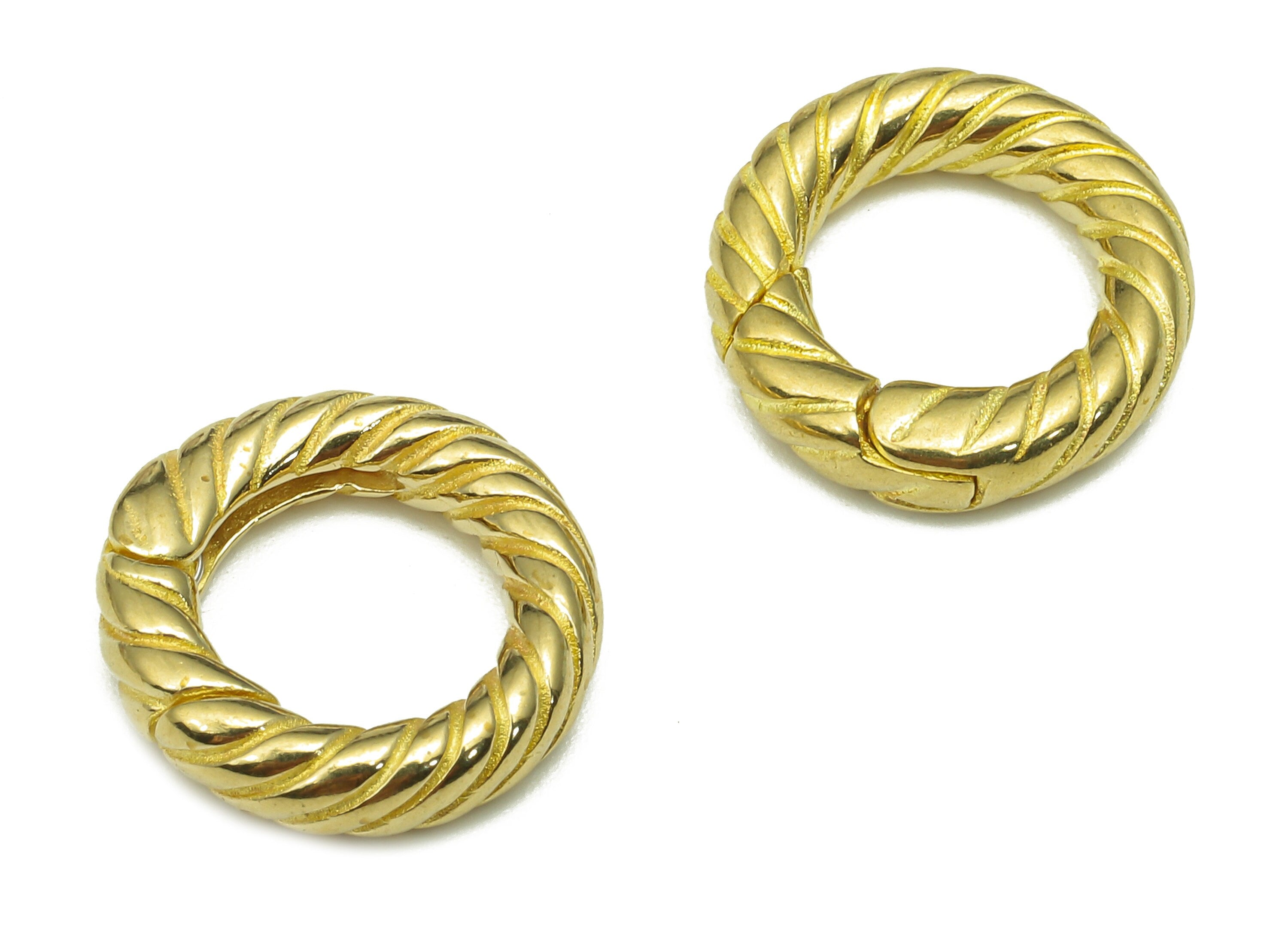 Brass Twisted Hoop Clasp - Raw Brass Circle Earring - Twisted Parrot Clips Earring - Round Parrot Clasp Earring - 15.1x15.1x3.5mm - PP7986 - DOMEDBAZAAR