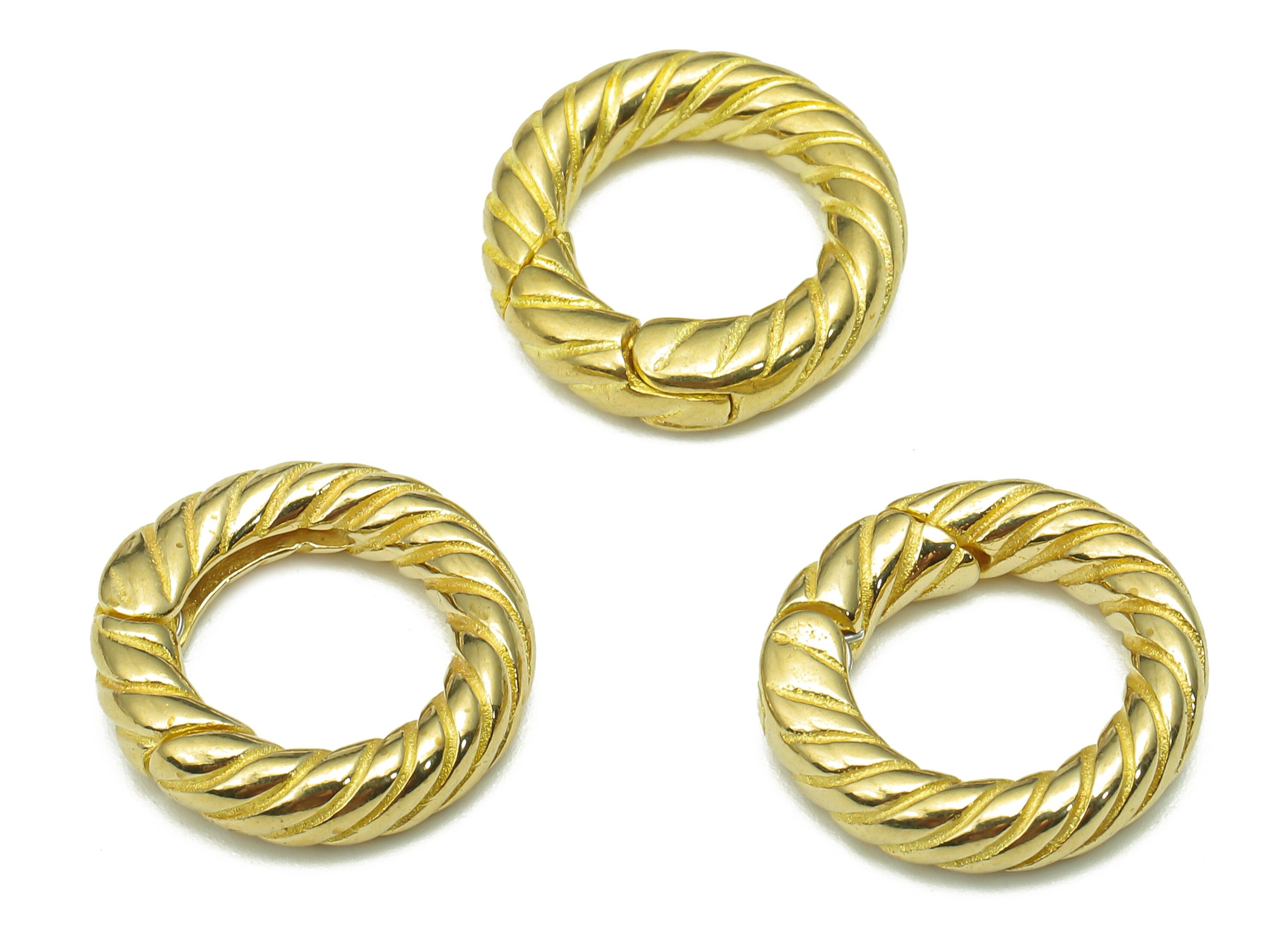 Brass Twisted Hoop Clasp - Raw Brass Circle Earring - Twisted Parrot Clips Earring - Round Parrot Clasp Earring - 15.1x15.1x3.5mm - PP7986 - DOMEDBAZAAR