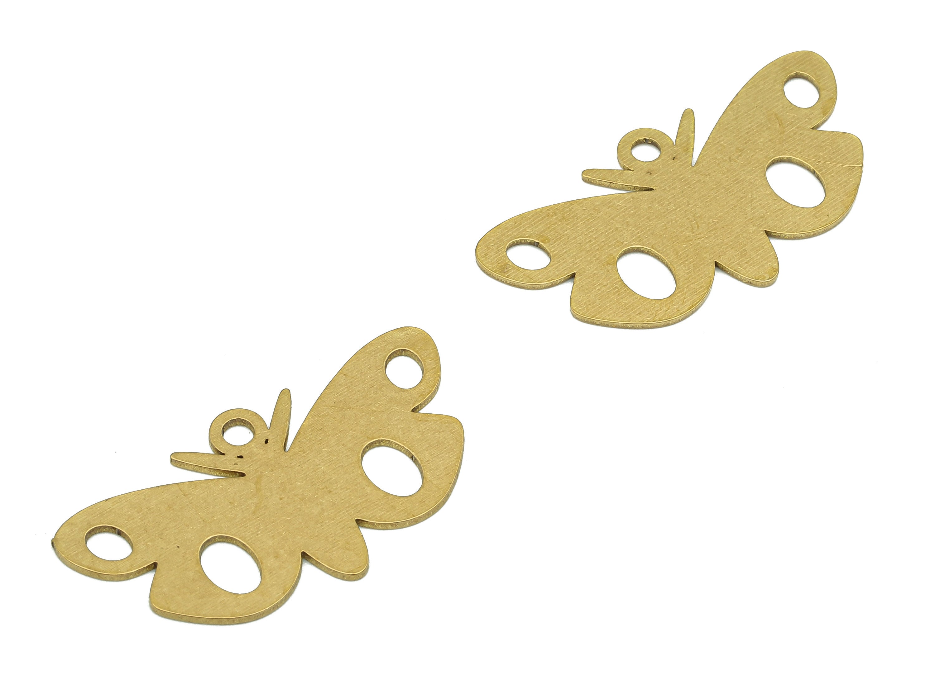 Brass Butterfly Earring Charms - Raw Brass Butterfly Earring - Pendant With Loop - Charm For Necklace - 29.81x15.66x0.7mm - PPA5473 - DOMEDBAZAAR
