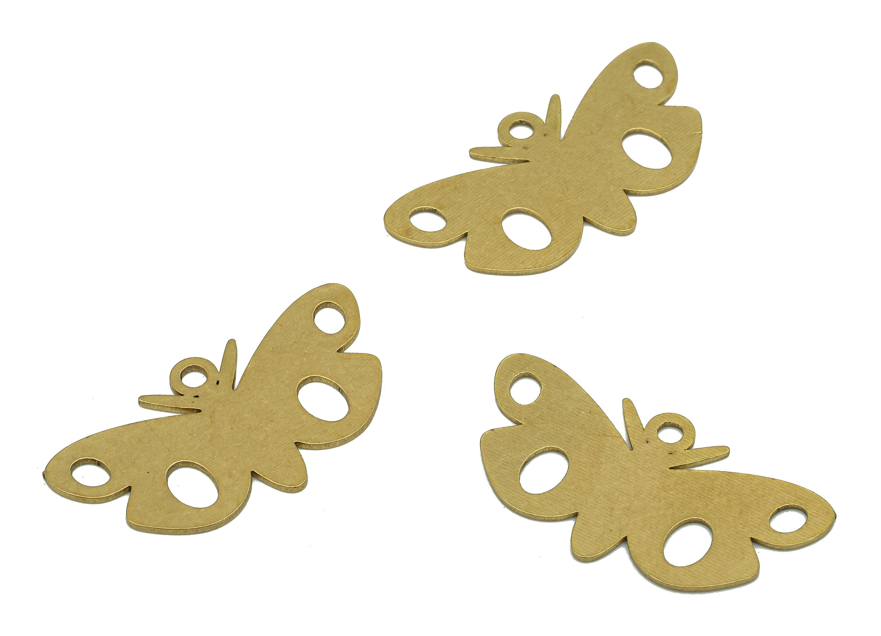 Brass Butterfly Earring Charms - Raw Brass Butterfly Earring - Pendant With Loop - Charm For Necklace - 29.81x15.66x0.7mm - PPA5473 - DOMEDBAZAAR