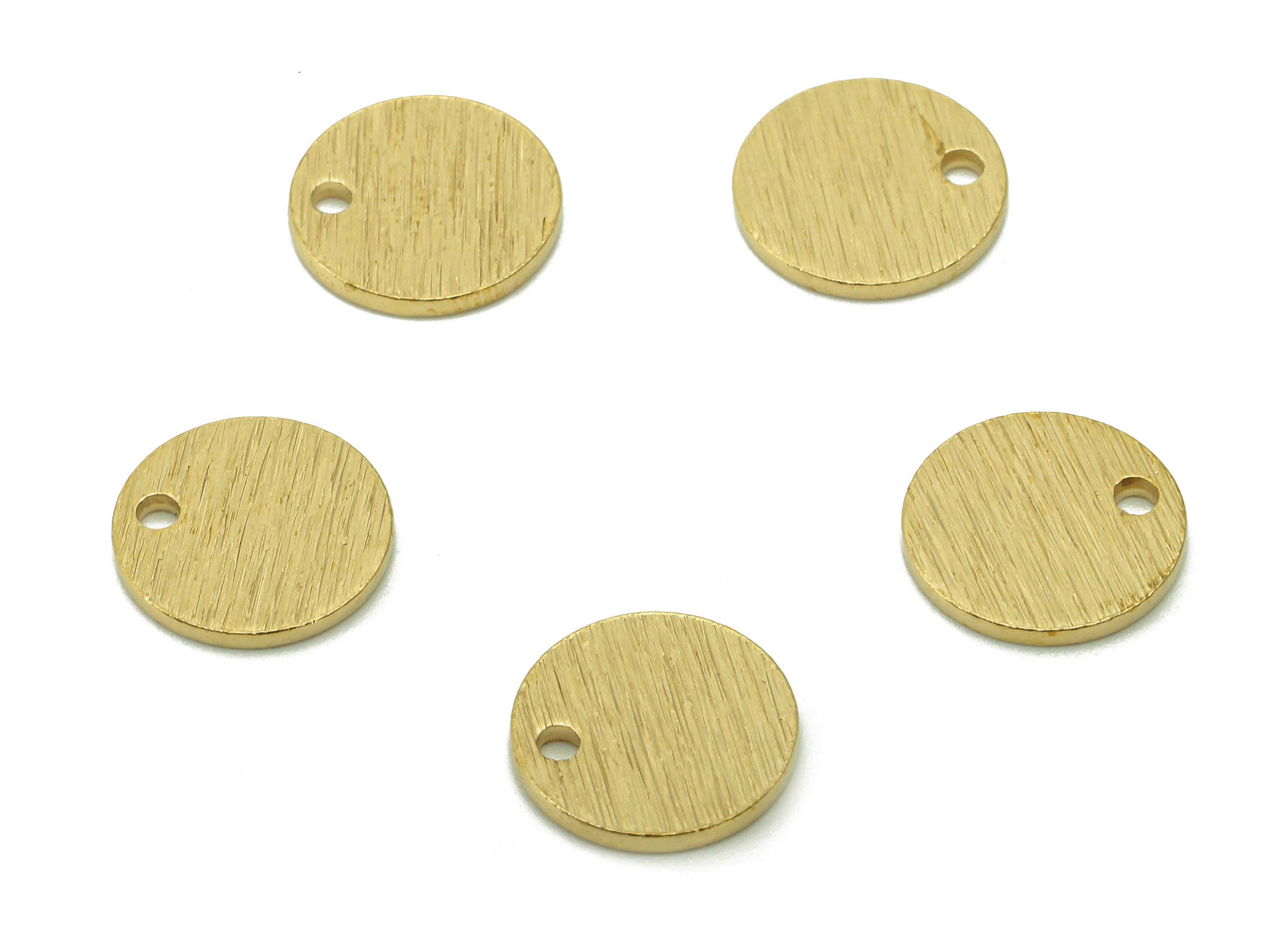Brass Mini Round Earring Charm - Raw Brass Textured Circle Earrings - Pendant For Necklace - Mini Circle Bracelet Charms -10x10x0.9mm-PP7997 - DOMEDBAZAAR