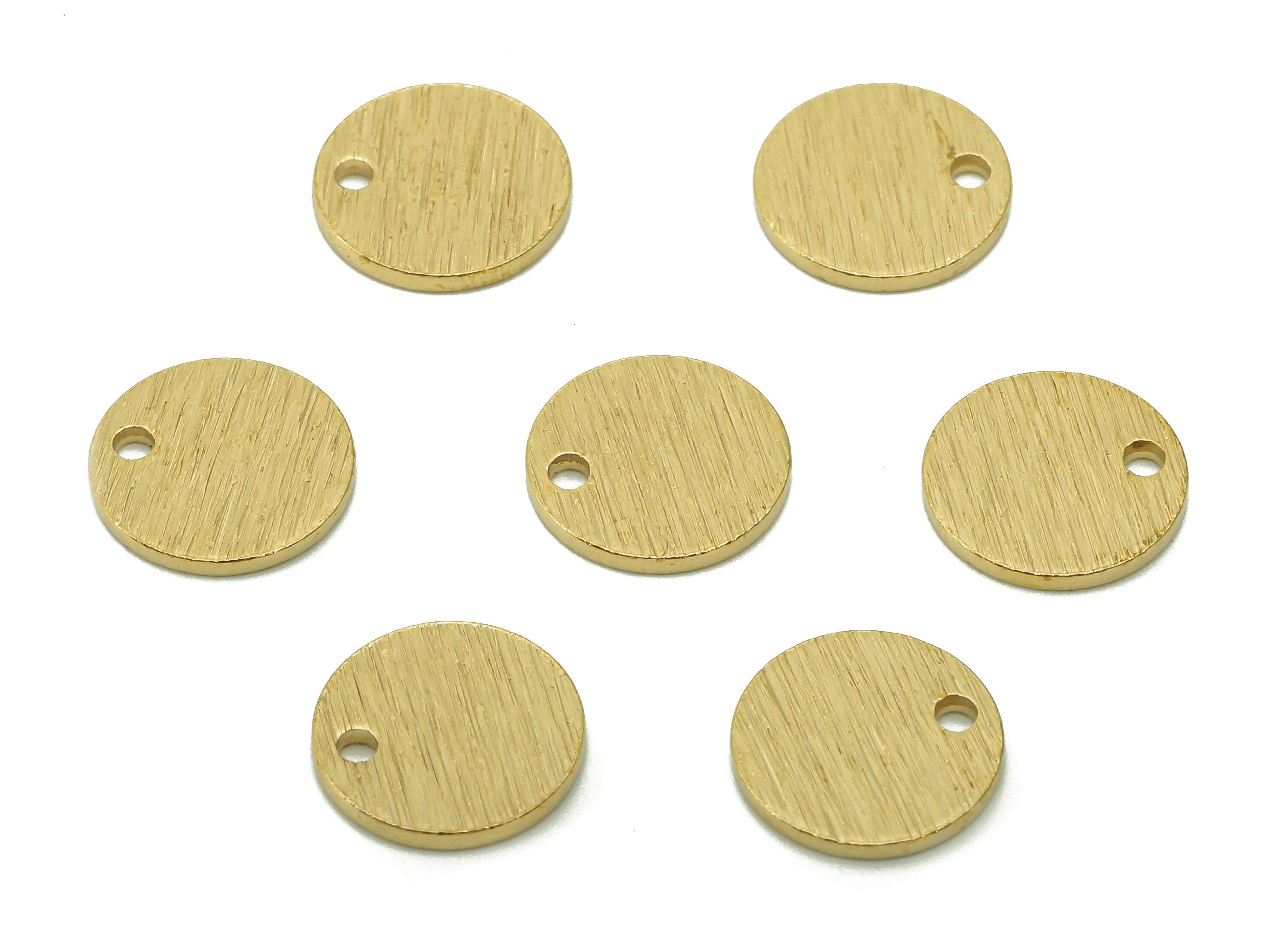 Brass Mini Round Earring Charm - Raw Brass Textured Circle Earrings - Pendant For Necklace - Mini Circle Bracelet Charms -10x10x0.9mm-PP7997 - DOMEDBAZAAR