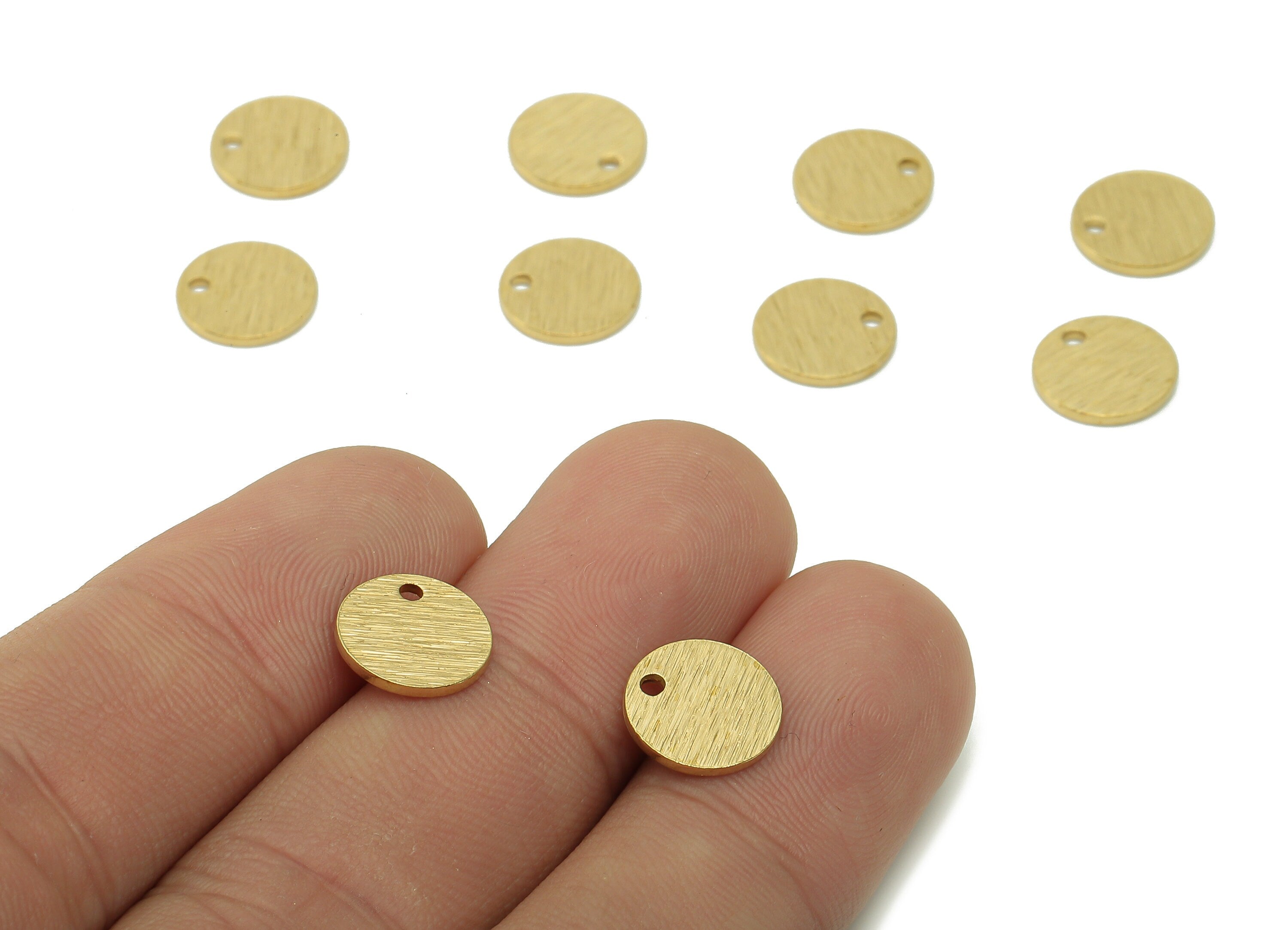 Brass Mini Round Earring Charm - Raw Brass Textured Circle Earrings - Pendant For Necklace - Mini Circle Bracelet Charms -10x10x0.9mm-PP7997 - DOMEDBAZAAR