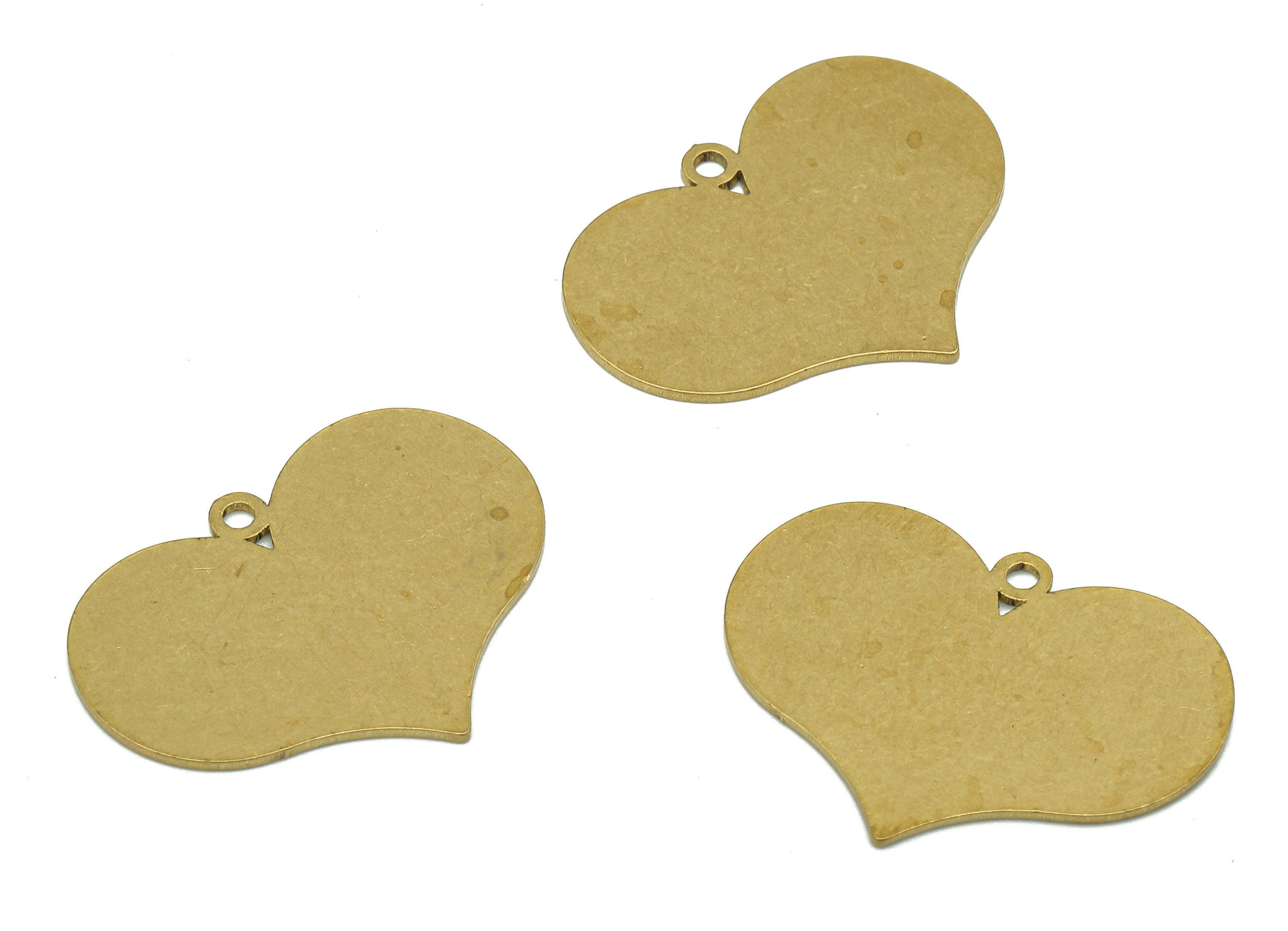 Brass Stamping Blank Heart Charms - Raw Brass Heart Earring - Heart Pendant With Loop - Heart For Necklace - 24.85x18.45x0.68mm - PPA5633 - DOMEDBAZAAR