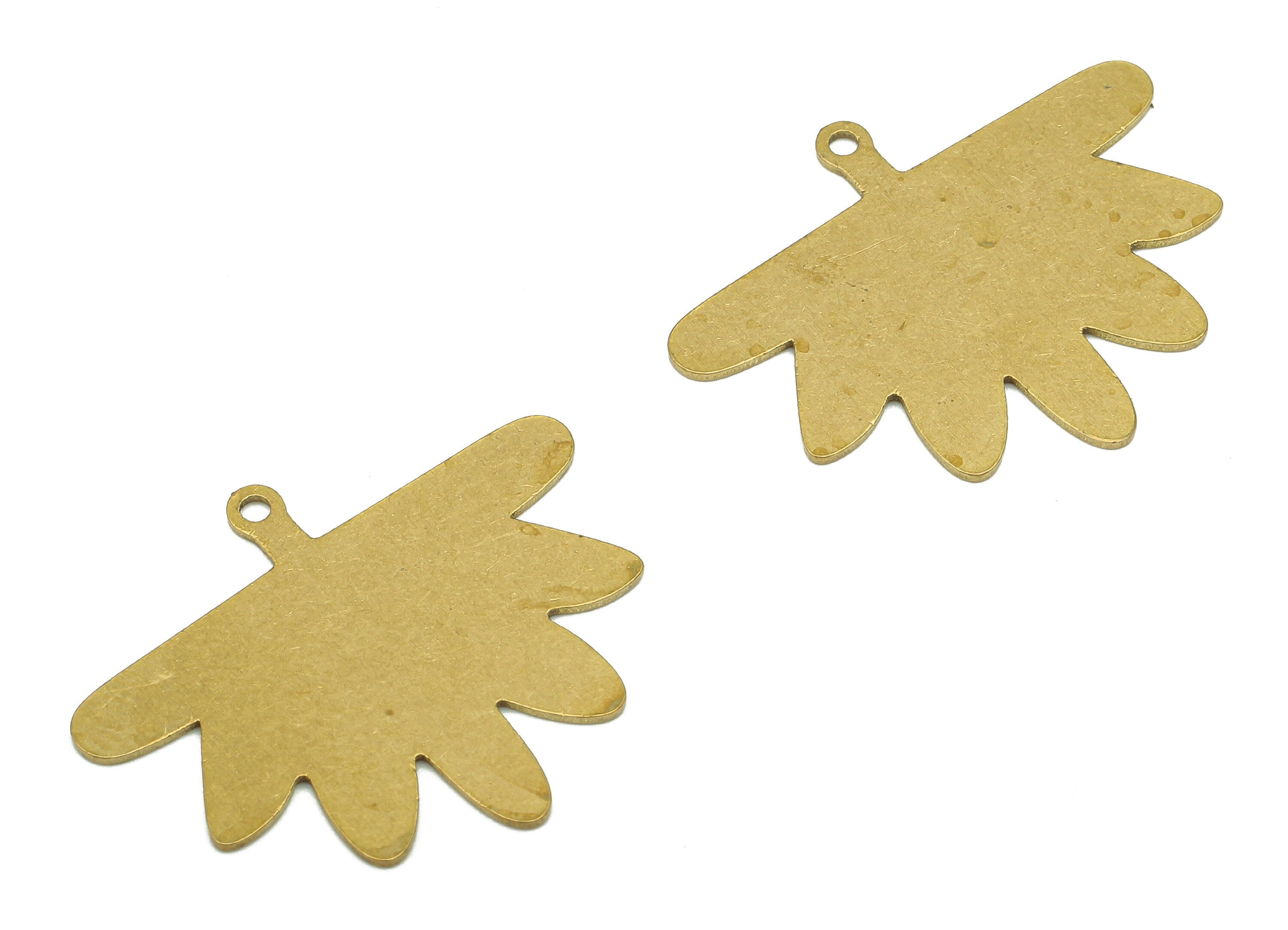 Brass Tree Earring Charms - Raw Brass Leaf Cutout Earring - Branch Pendant With Loop - Flower Charm For Necklace - 29.8x24.5x0.7mm - PPA5648 - DOMEDBAZAAR