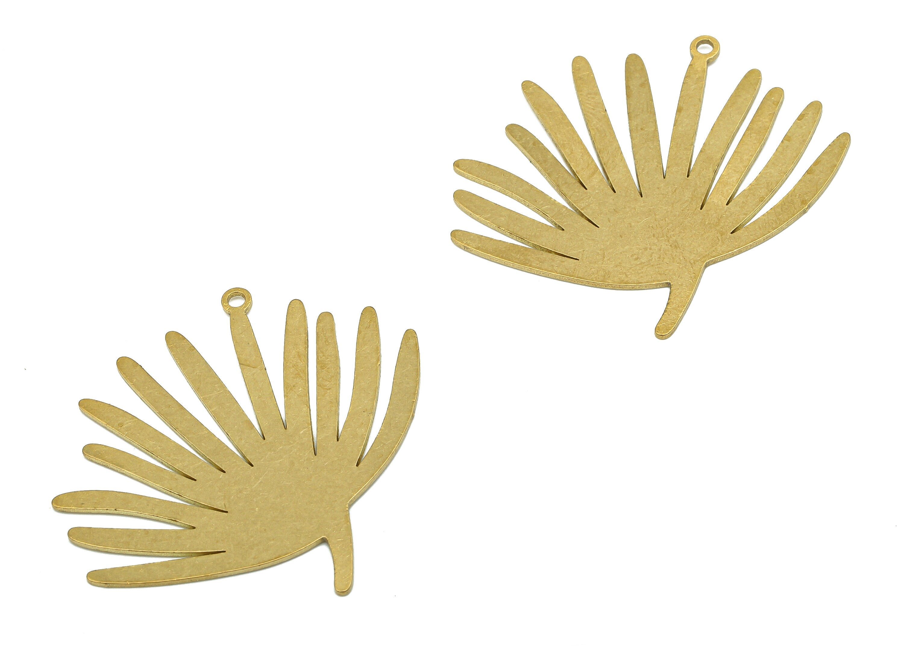 Brass Leaf Plant Earring Charms - Raw Brass Cutout Earring - Branch Pendant With Loop - Leaf For Necklace - 38.26x36.25x0.66mm - PPA5651 - DOMEDBAZAAR