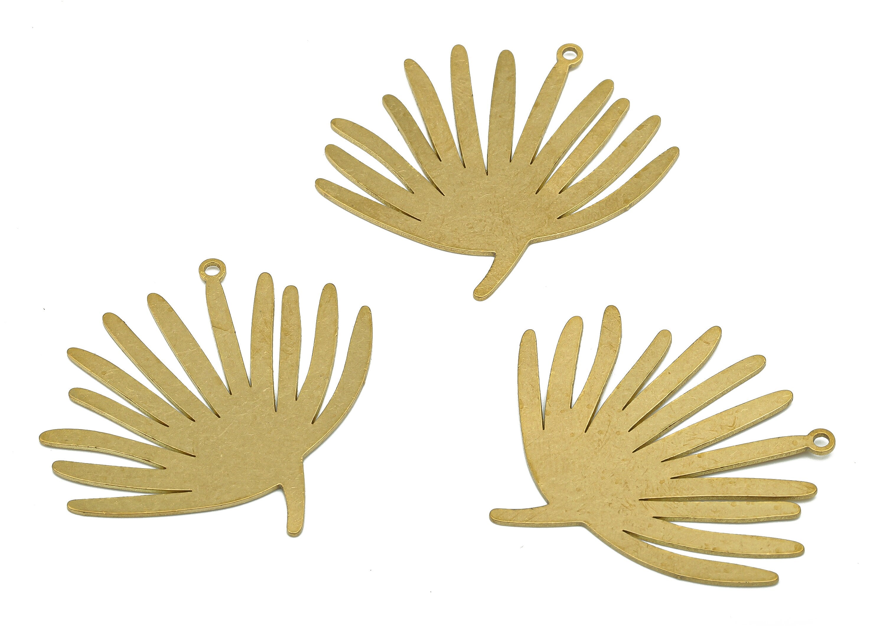 Brass Leaf Plant Earring Charms - Raw Brass Cutout Earring - Branch Pendant With Loop - Leaf For Necklace - 38.26x36.25x0.66mm - PPA5651 - DOMEDBAZAAR