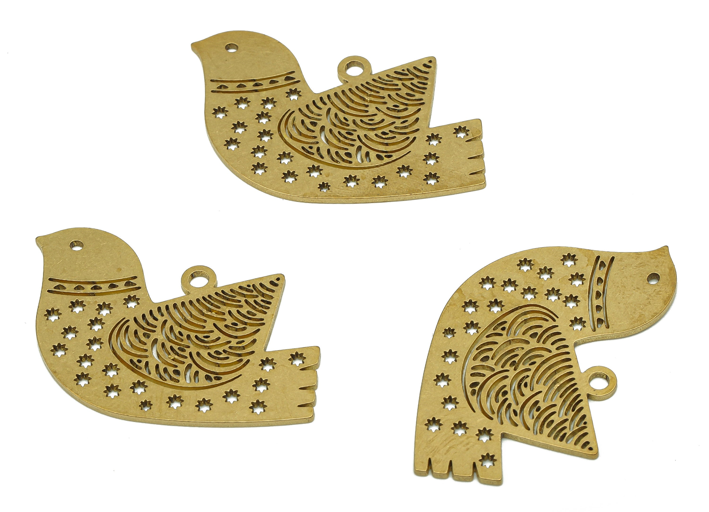 Brass Bird Earring Charms - Raw Brass Cutout Earring - Bird Pendant With Loop - Charm For Necklace - 35.04x21.85x0.8mm - PPA5664 - DOMEDBAZAAR