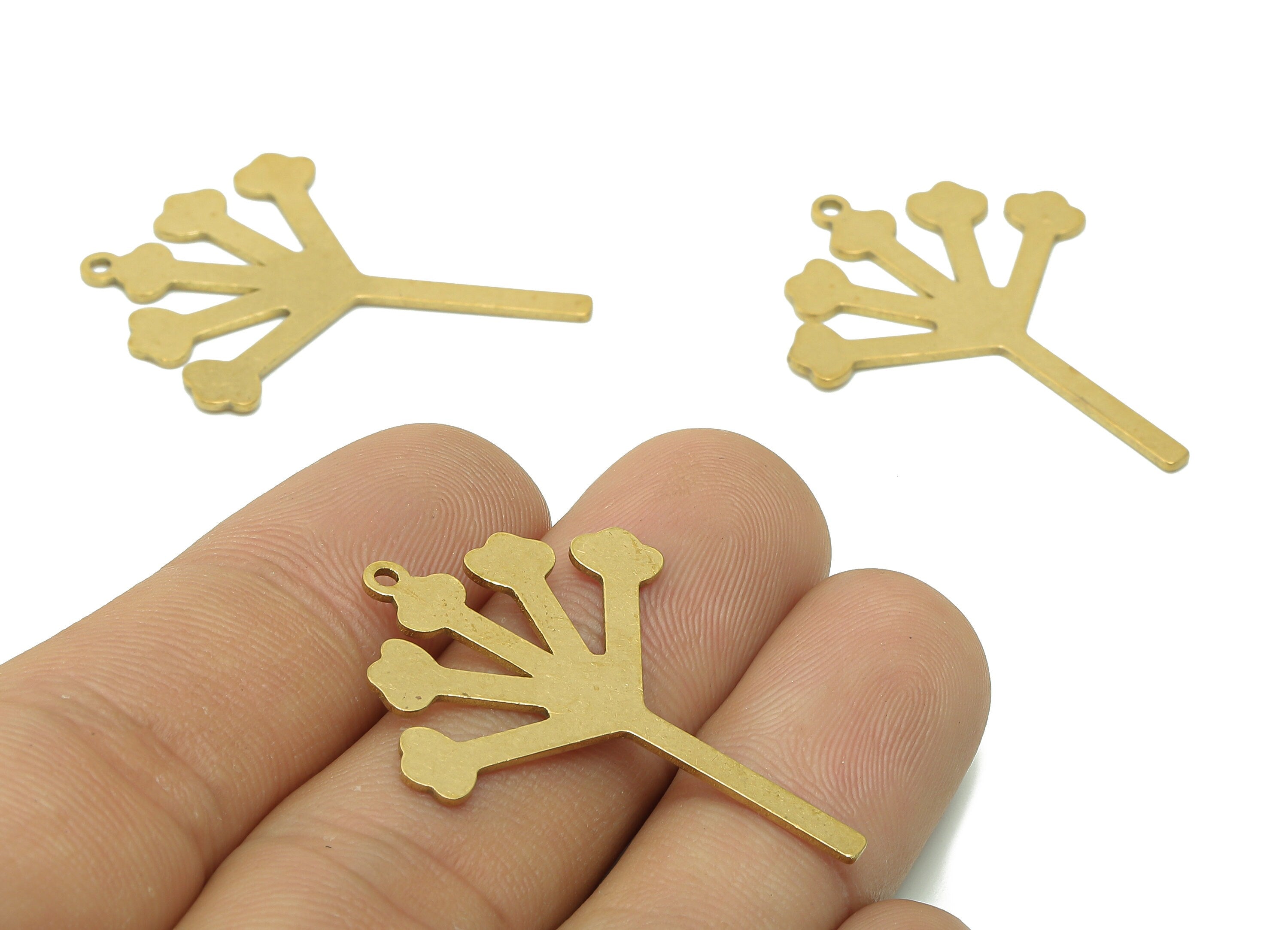 Brass Flower Earring Charms - Raw Brass Cutout Earring - Flower Pendant With Loop - Botanical Charm For Necklace - 35.7x26.3x0.8mm - PPA5640 - DOMEDBAZAAR