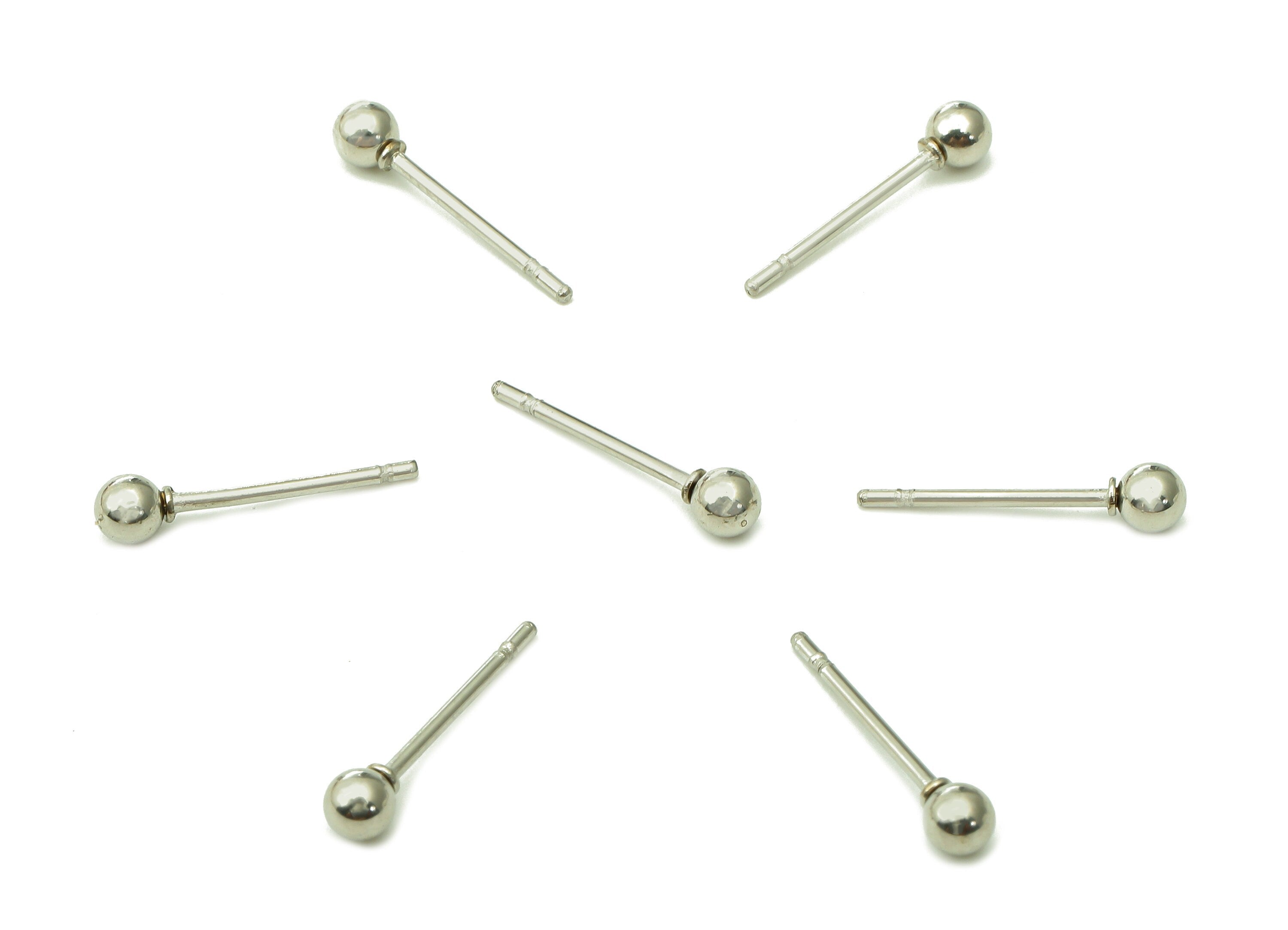 Steel Mini Ball Earring Stud - Silver Mini Ball Earring Post - Ball Stud Earring Charm - 316 Stainless Steel - 14x3.03x0.72mm - SS1409-3 - DOMEDBAZAAR