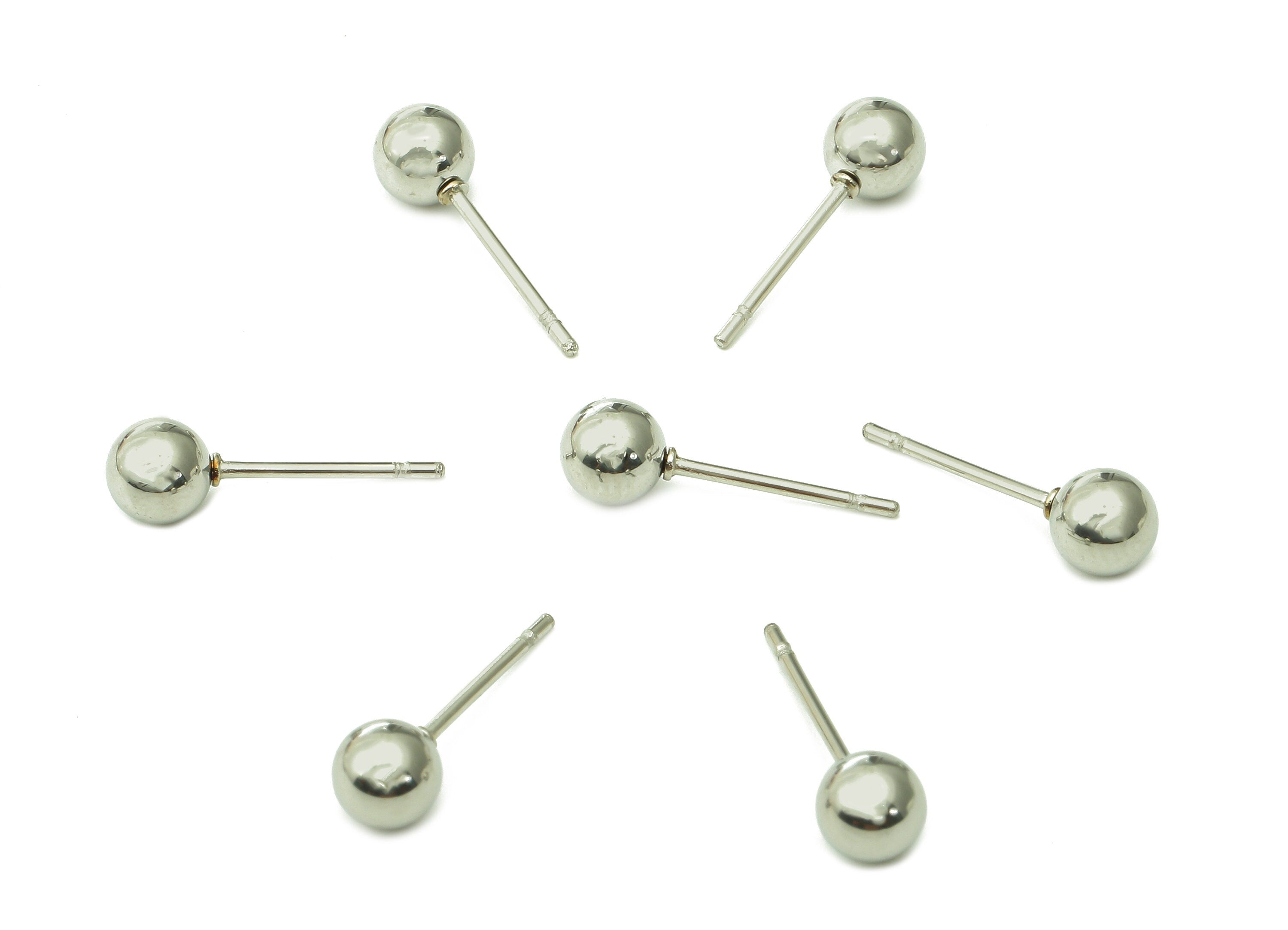 Steel Mini Ball Earring Stud - Silver Mini Ball Earring Post - Ball Stud Earring Charm - 316 Stainless Steel - 16.02x4.98x0.72mm - SS1409-5 - DOMEDBAZAAR