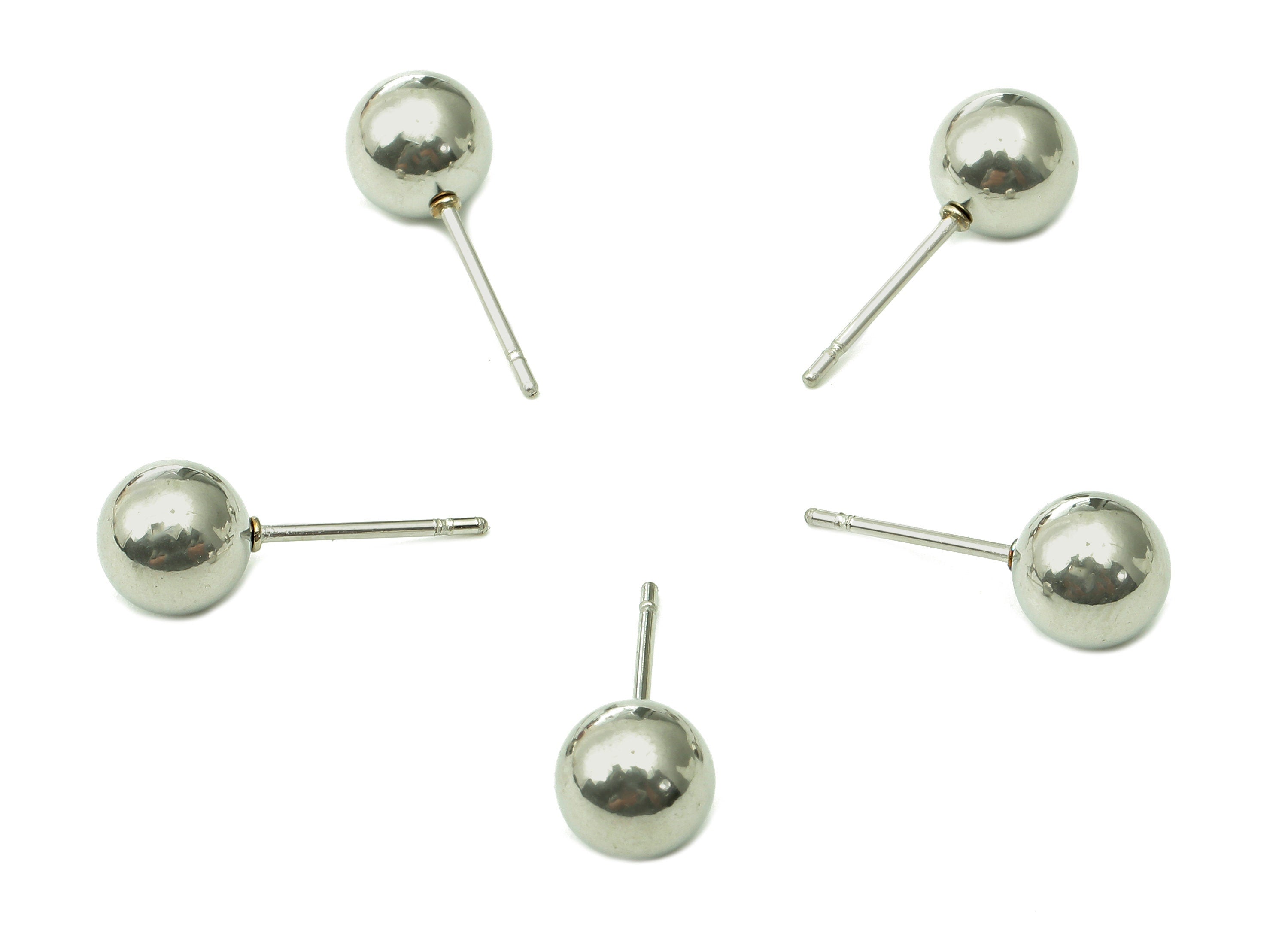 Steel Ball Earring Stud - Silver Ball Earring Post - Ball Stud Earring Charm - 316 Stainless Steel - 18.06x7.02x0.72mm - SS1409-7 - DOMEDBAZAAR