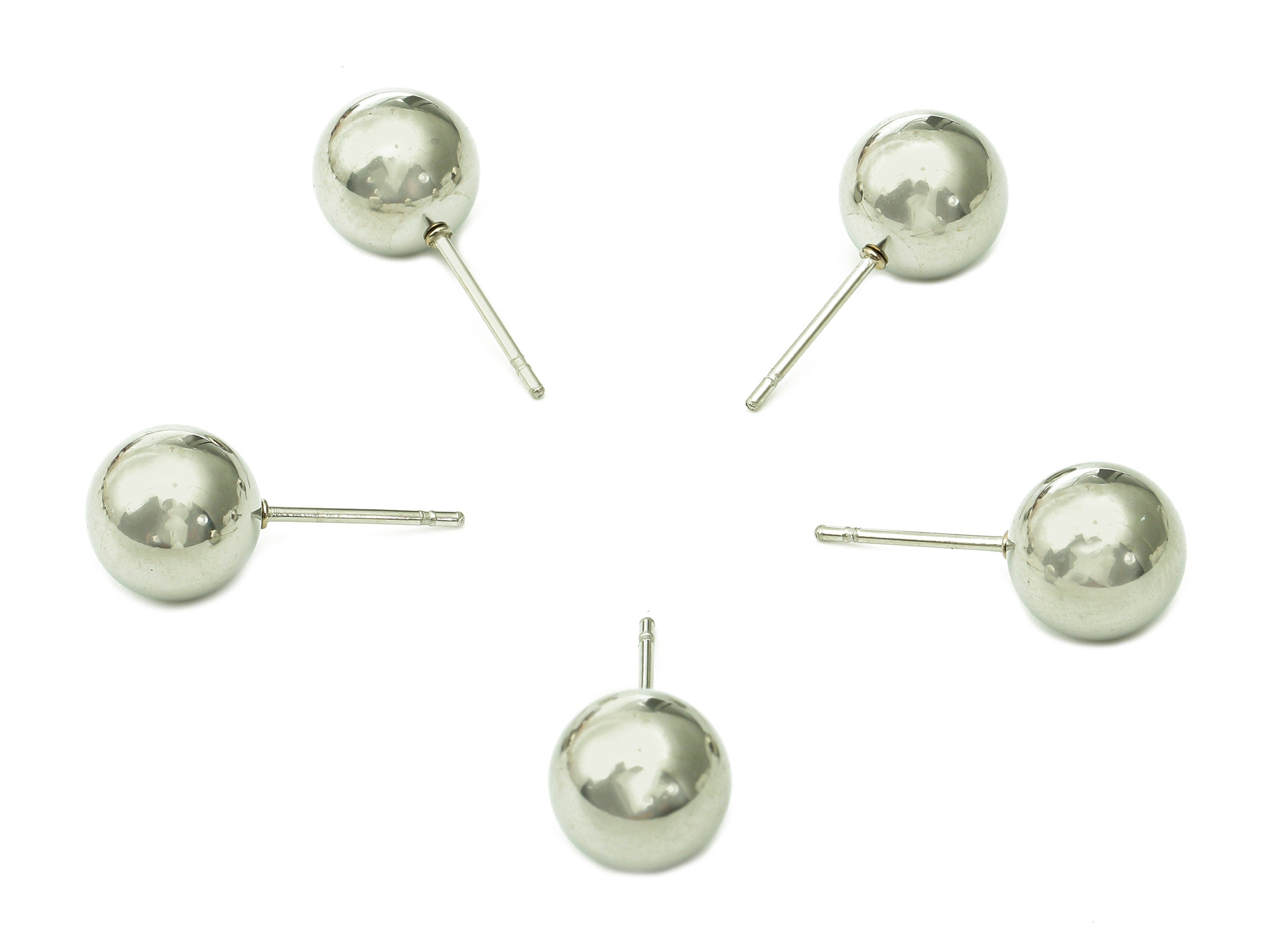 Steel Ball Earring Stud - Silver Ball Earring Post - Ball Stud Earring Charm - 316 Stainless Steel - 19.96x8.97x0.72mm - SS1409-9 - DOMEDBAZAAR