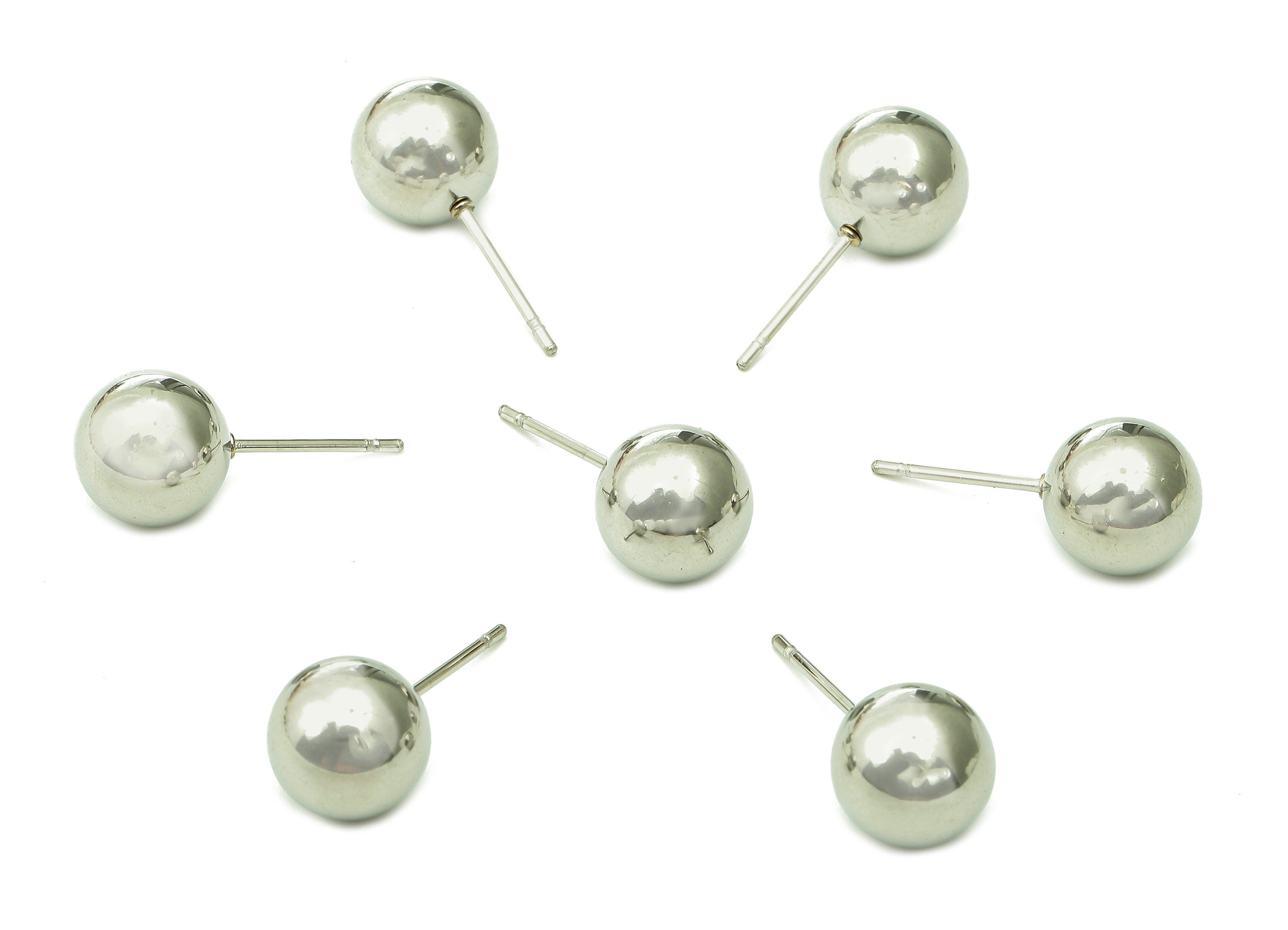 Steel Ball Earring Stud - Silver Ball Earring Post - Ball Stud Earring Charm - 316 Stainless Steel - 19.96x8.97x0.72mm - SS1409-9 - DOMEDBAZAAR