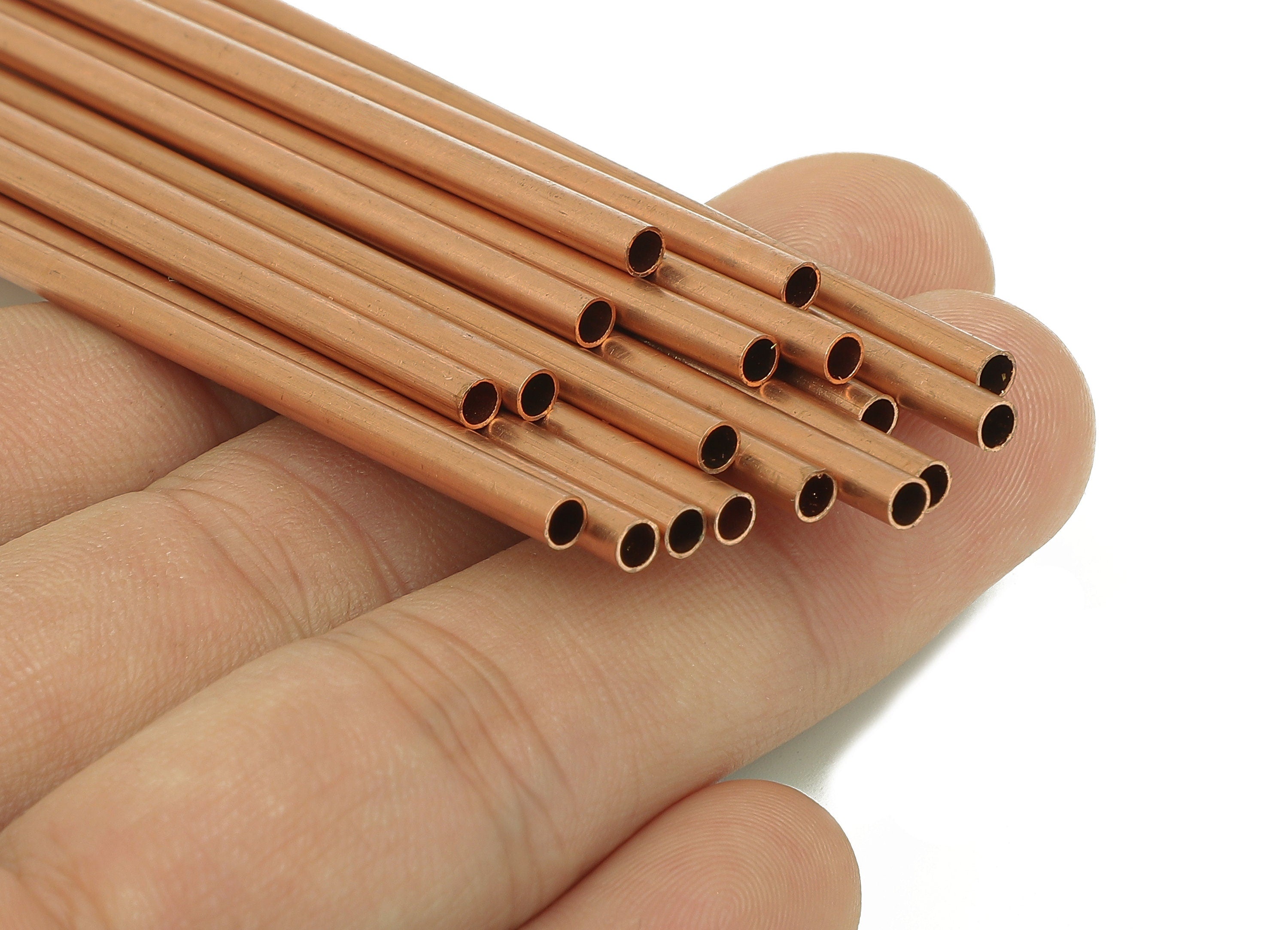 Copper Himmeli Tubes - Raw Copper Round Himmeli DIY Tube Beads - Circle Pipes for Geometric - For Air Plants - 3x0.2x100mm - PP8146-100 - DOMEDBAZAAR