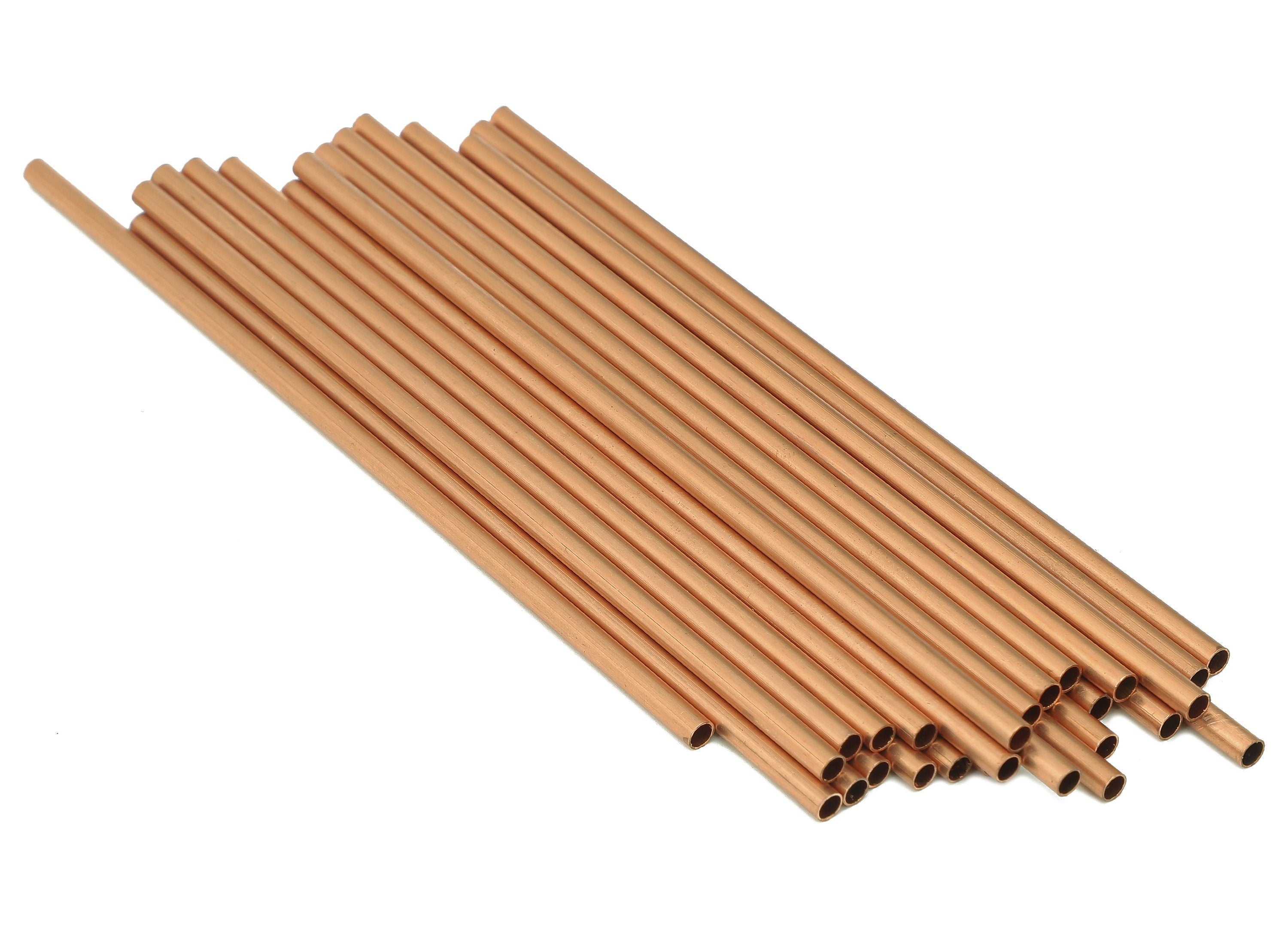 Copper Himmeli Tubes - Raw Copper Round Himmeli DIY Tube Beads - Circle Pipes for Geometric - For Air Plants - 3x0.2x110mm - PP8146-110 - DOMEDBAZAAR