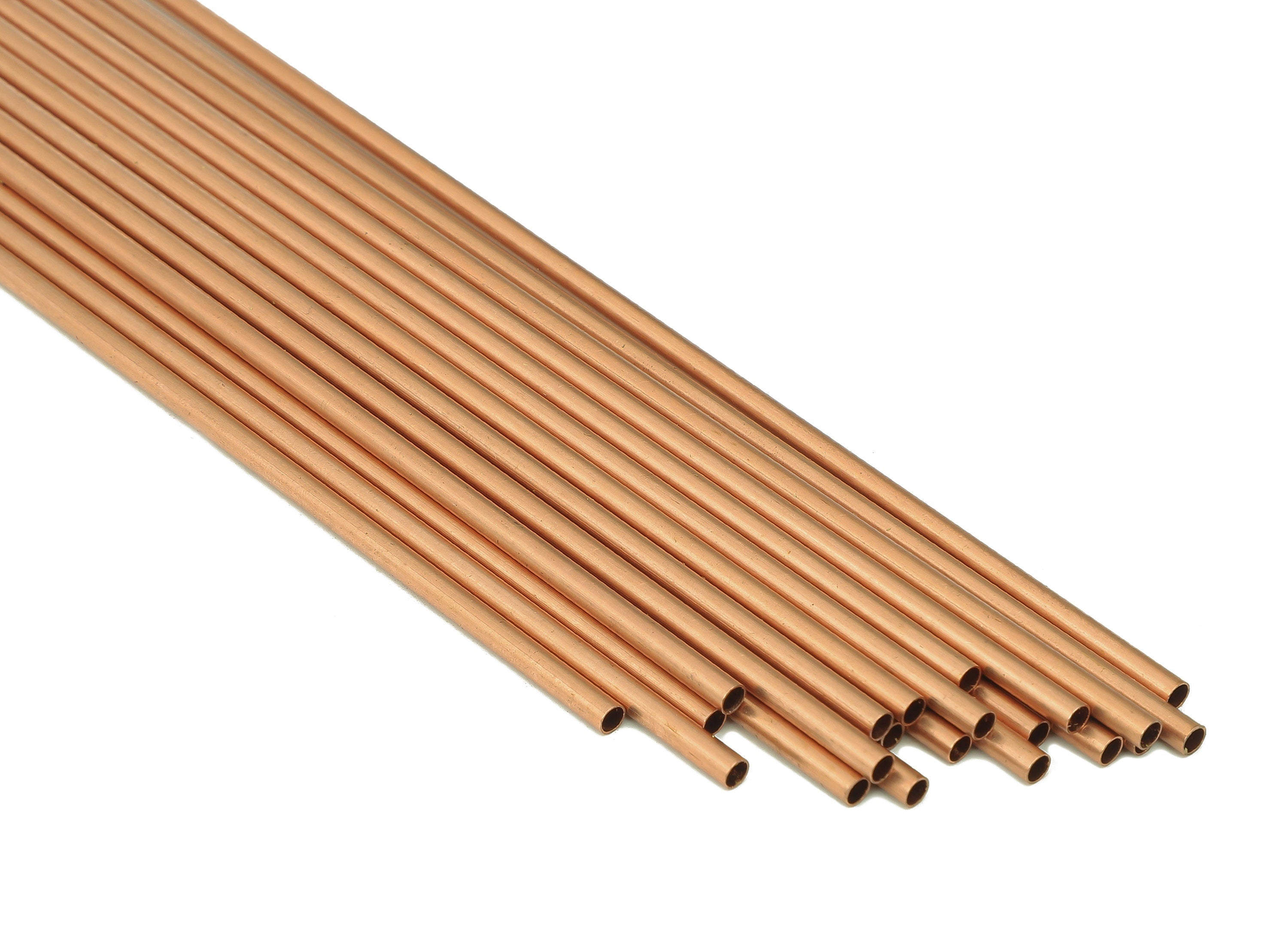 Copper Himmeli Tubes - Raw Copper Round Himmeli DIY Tube Beads - Circle Pipes for Geometric - For Air Plants - 3x0.2x160mm - PP8146-160 - DOMEDBAZAAR