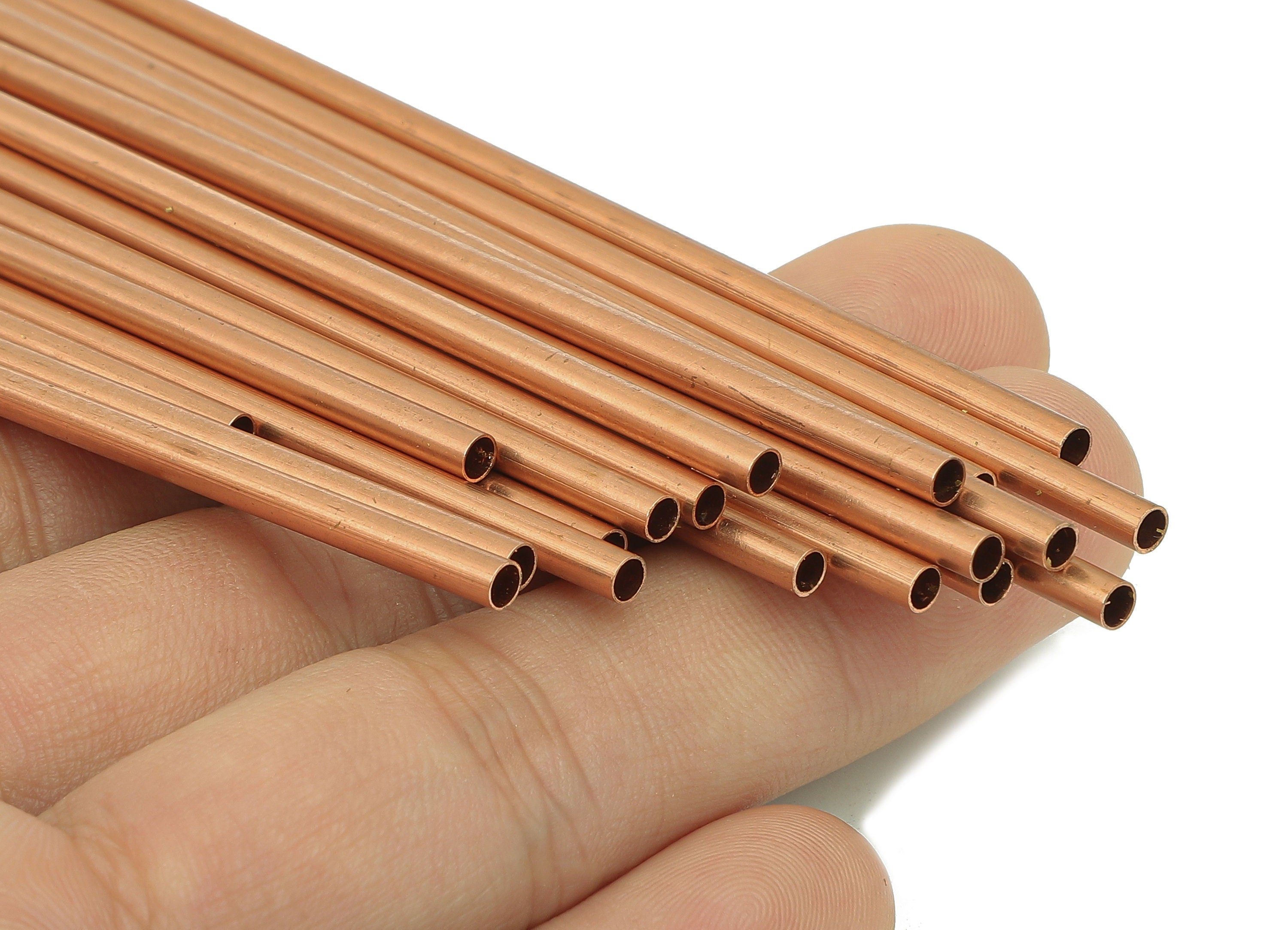 Copper Himmeli Tubes - Raw Copper Round Himmeli DIY Tube Beads - Circle Pipes for Geometric - For Air Plants - 3x0.2x160mm - PP8146-160 - DOMEDBAZAAR