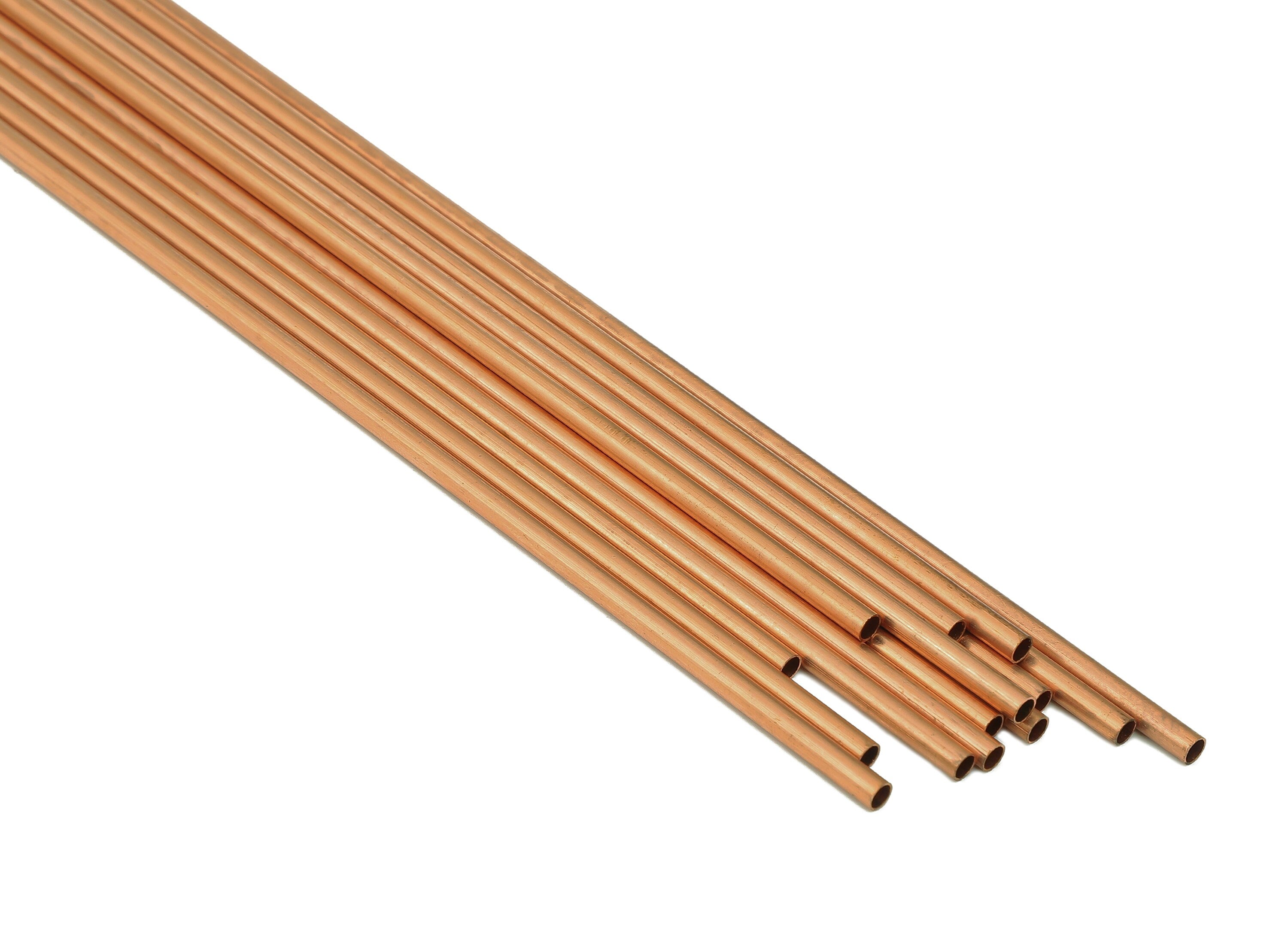 Copper Himmeli Tubes - Raw Copper Round Himmeli DIY Tube Beads - Circle Pipes for Geometric - For Air Plants - 3x0.2x275mm - PP8146-275 - DOMEDBAZAAR