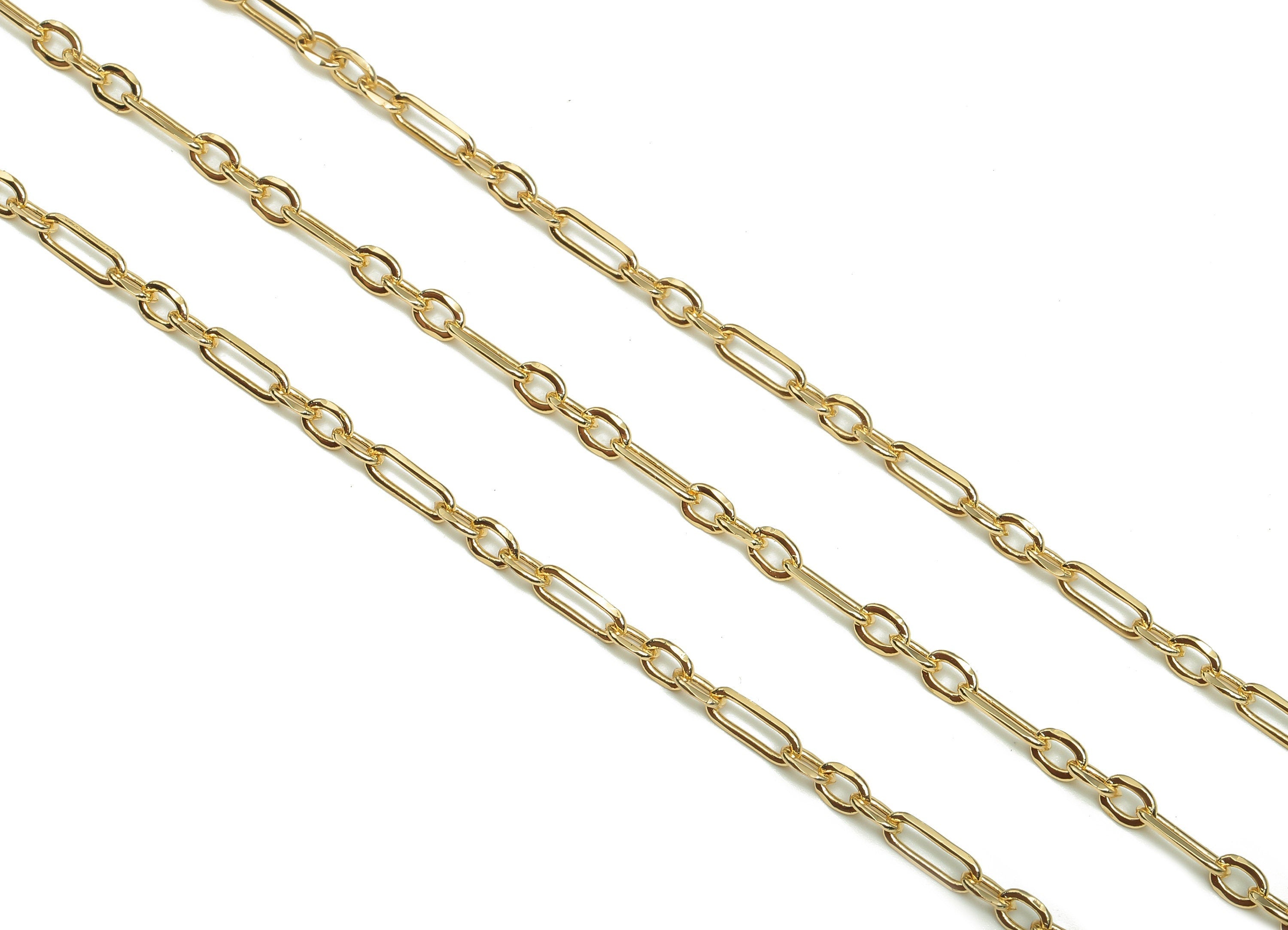 Oval Rectangle Cable Chain - 18K Gold Cable Charm - 18K Real Gold Plated Brass Chain - 8.1x2.9x0.7mm - RGP5273 - DOMEDBAZAAR
