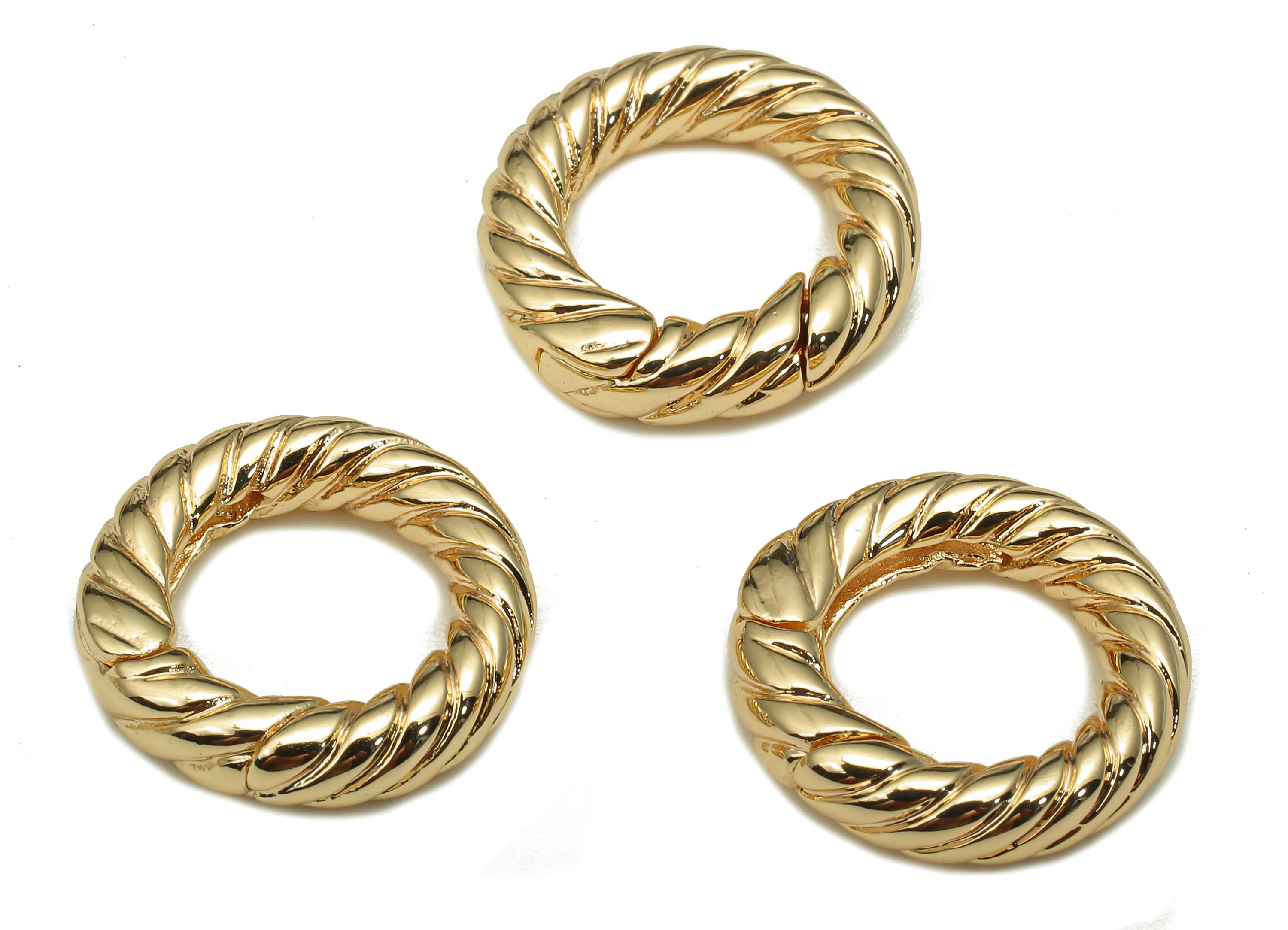 Brass Twisted Round Earring Clasp - Gold Circle Hoop Earring - Twisted Hoop Clasp - 18K Real Gold Plating Charm - 15x15x3.7mm - RGP5298 - DOMEDBAZAAR