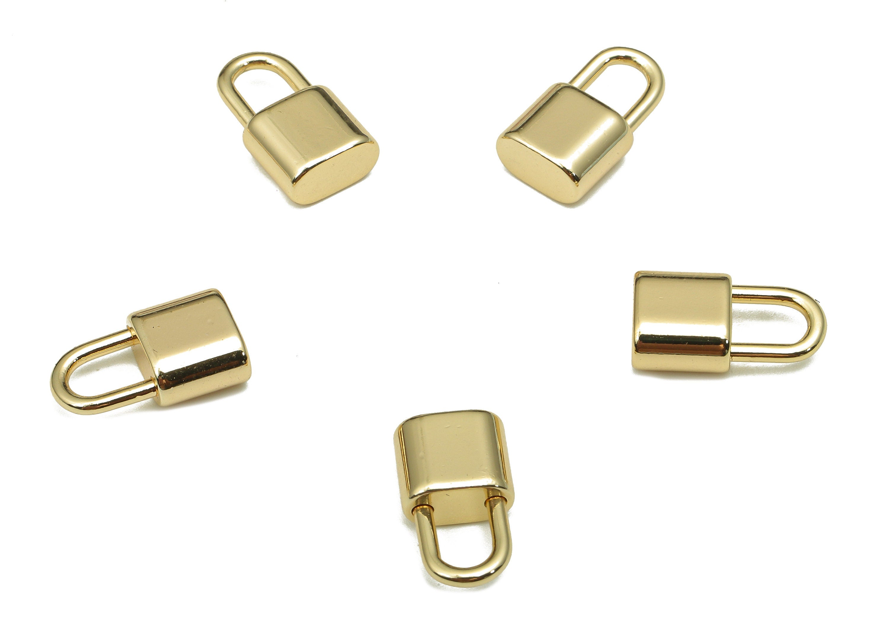 Brass Mini Padlock Charm - Gold Lock Earring - Lock Pendant For Necklace - For Bracelet - 18K Real Gold Plating - 12.7x7.3x4.1mm -RGP5311 - DOMEDBAZAAR